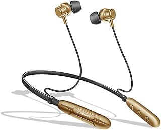 Bluetooth Neckband Earphones, Bluetooth V5.4, 25+ Hours Playtime, C-Type Fast Charging Port, Multi-Function Integrated Controls, Golden