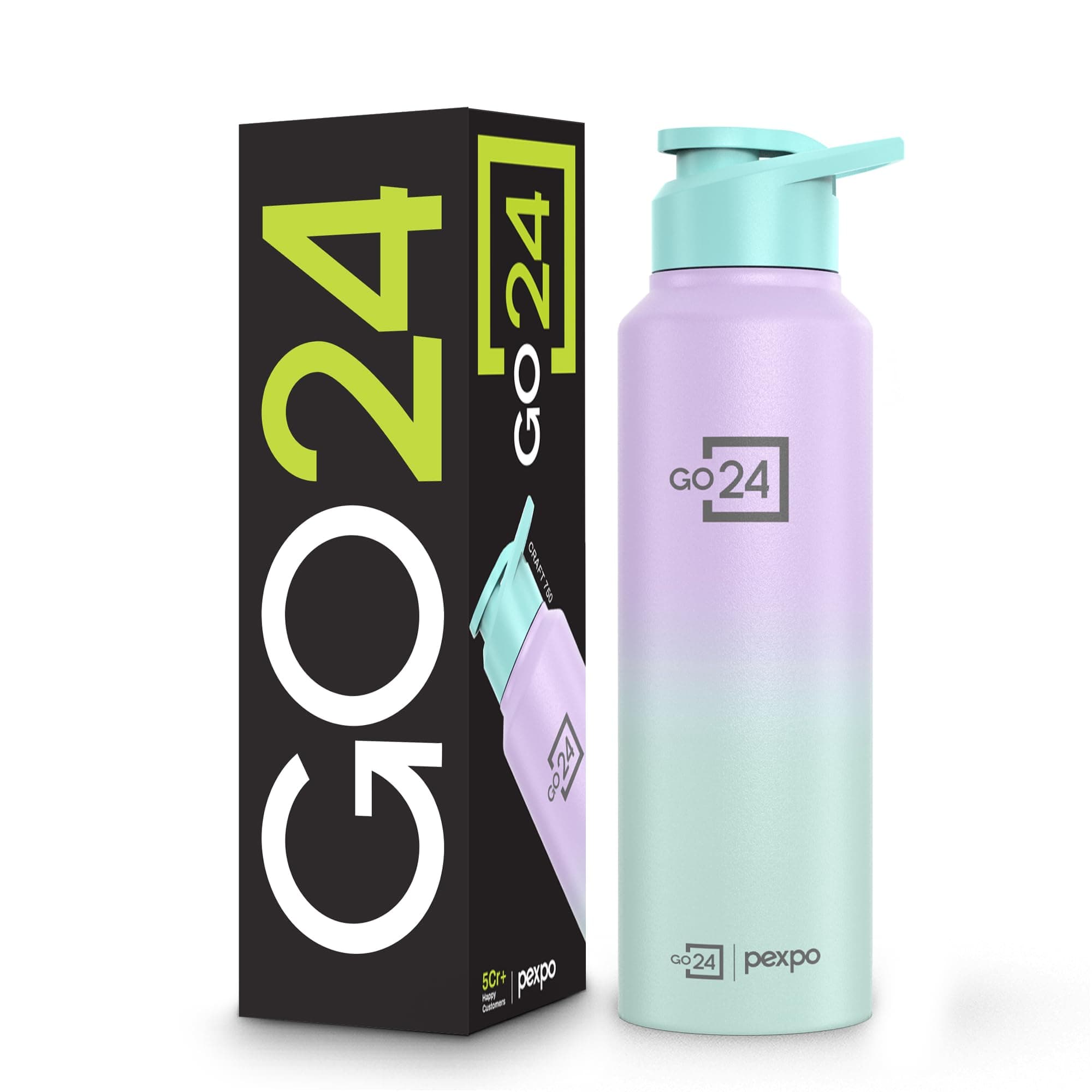 Go24 pexpo Stainless Steel Water Bottle Craft Green-Purple Ombre 750ml