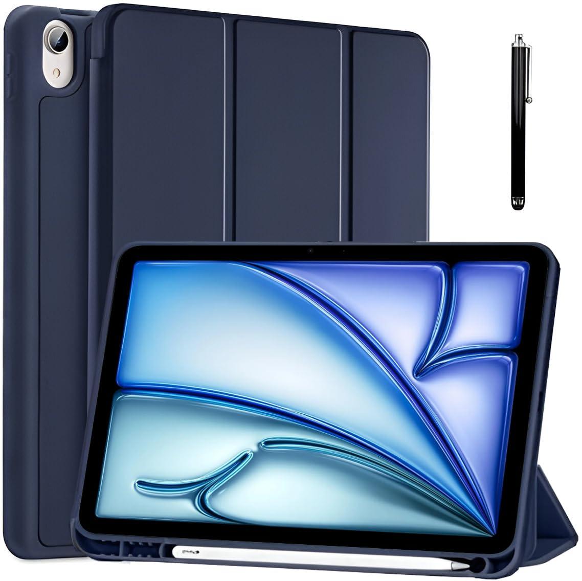 ProElite case for iPad Air 11 inch M4/M3/M2 2026/2025/2024, iPad Air 5th/4th Gen Case 10.9 Inch, Smart Flip Case Cover for with Pencil Holder [Auto Sleep/Wake] with Stylus Pen - Dark Blue