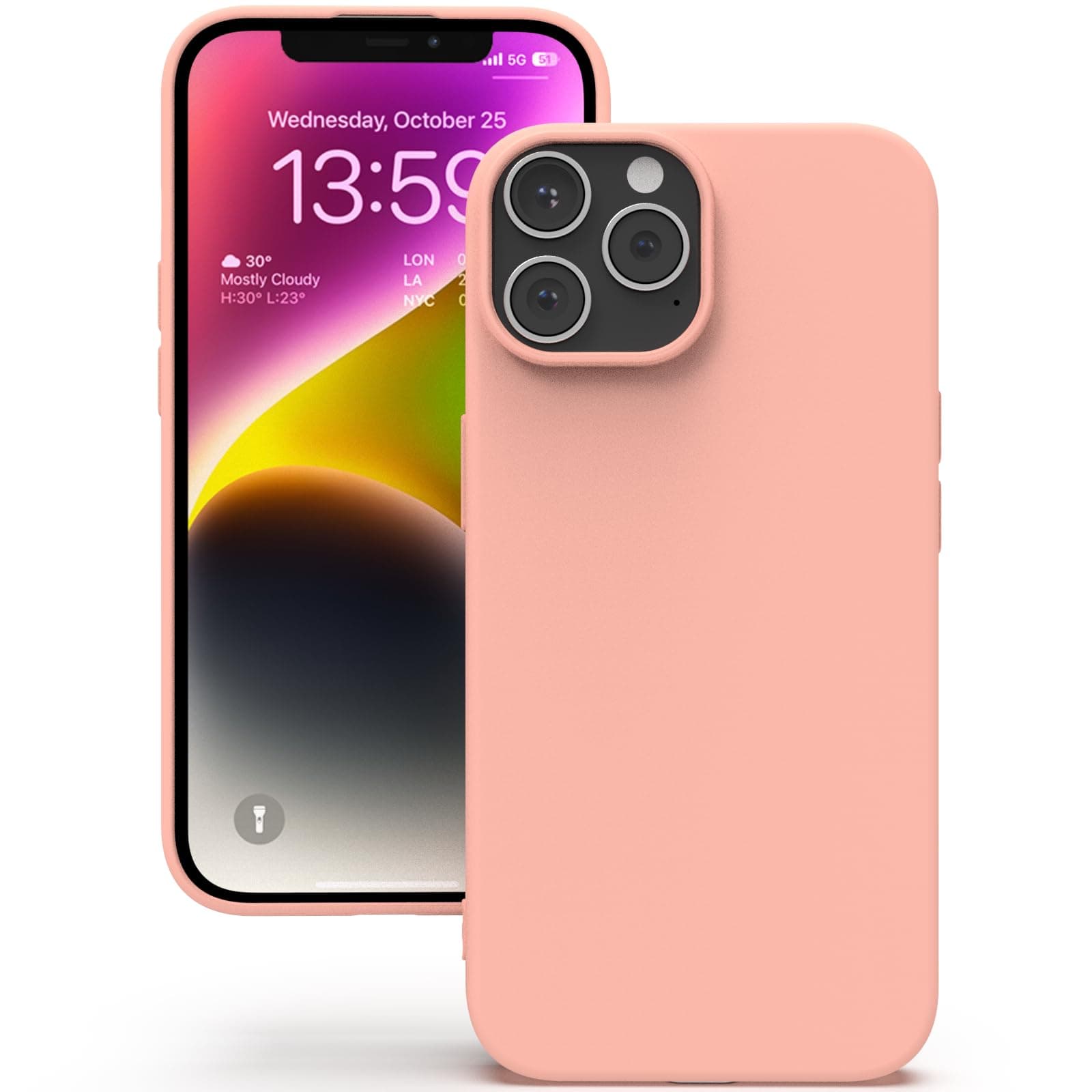 YATWIN Silicone Back Case for iPhone 13 Pro Max, Soft-Touch Phone Back Cover for Apple iPhone 13 Pro Max - Pink
