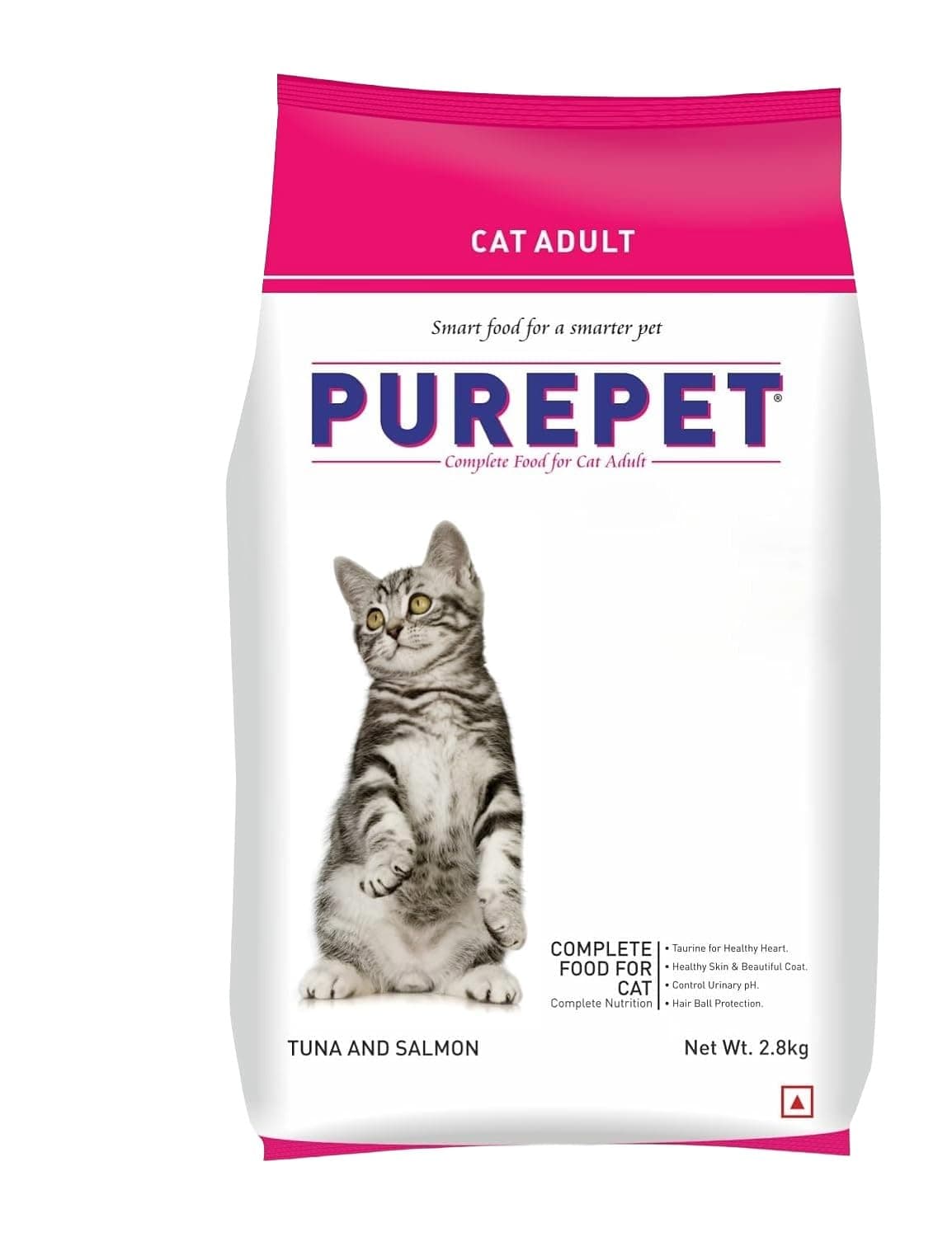 Purepet Adult Dry Cat Food 2.8kg | Tuna & Salmon Flavour | Taurine for Healthy Heart | Healthy Skin & Beautiful Coat | Control Urinary pH | Hair Ball Protection | Prebiotic & Probiotic