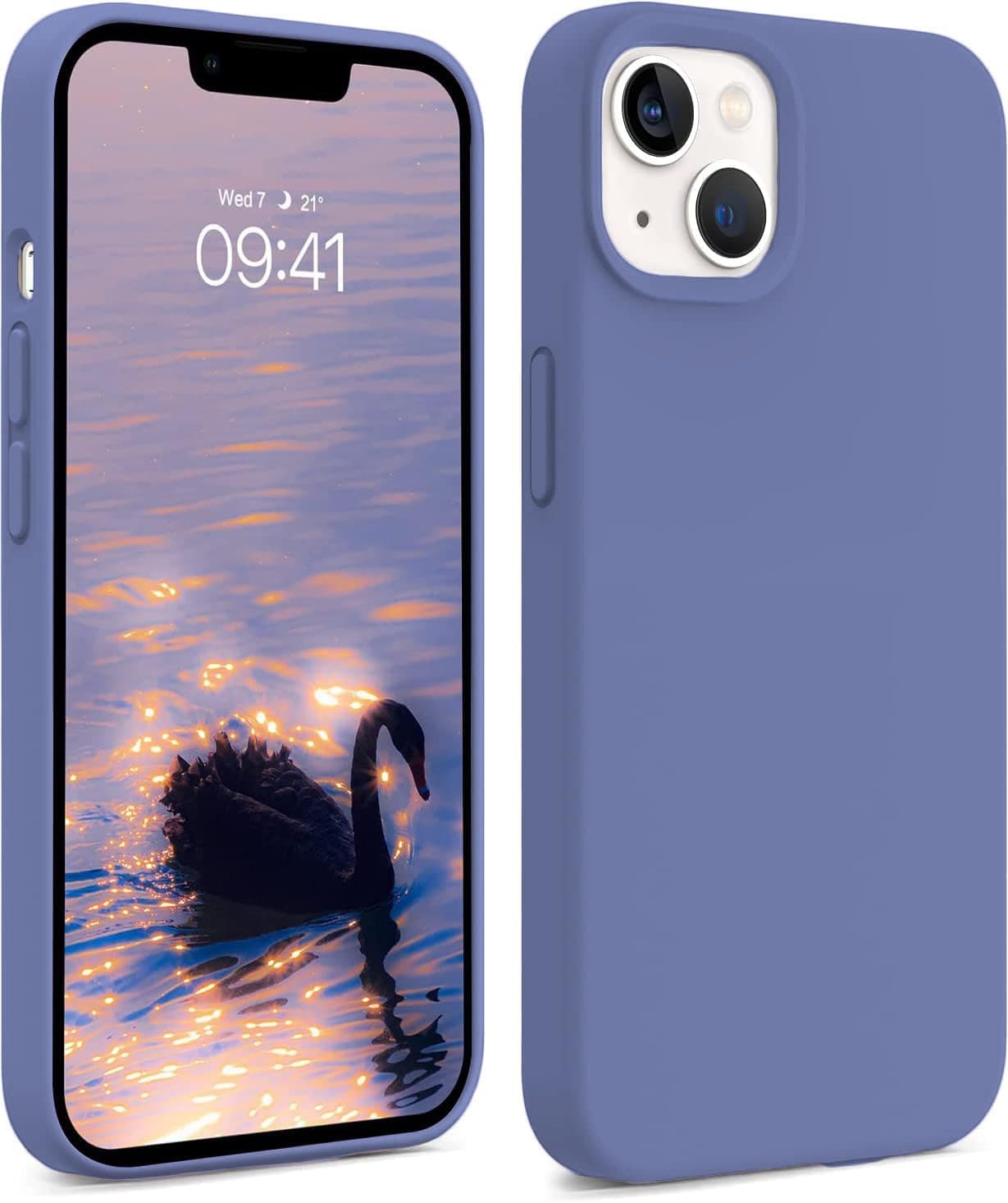 DIZORO® Compatible with iPhone 13 Case, Liquid Silicone Case, Full Body Protective Cover, Shockproof, Slim Phone Case, Anti-Scratch Soft Microfiber Lining, 6.1 inch - Lavender Grey