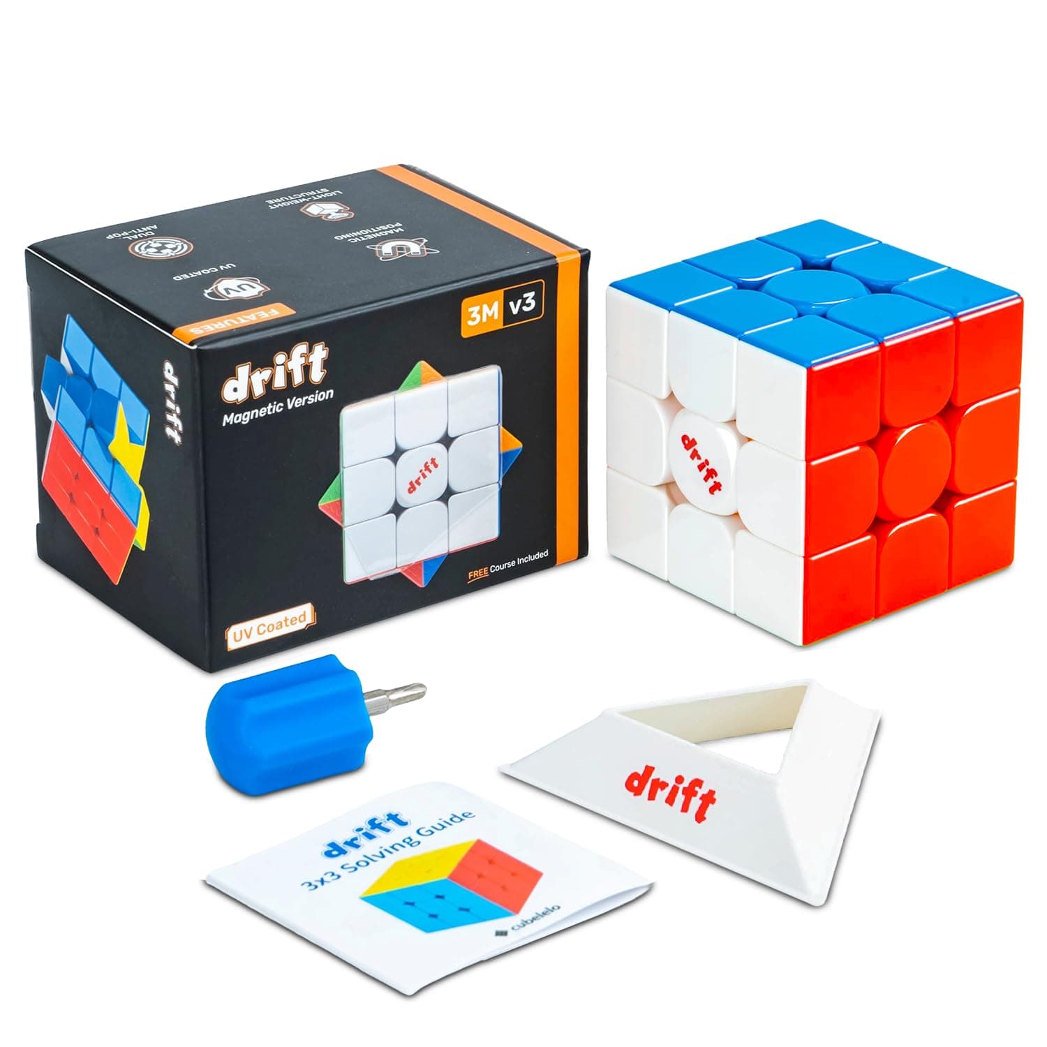 Cubelelo Drift 3M v3 3x3 (Magnetic UV Coated) Speedcube - New Version | Premium Glossy Finish, Ultra Fast & Smooth Turns, Enhanced Auto-Alignment with 48 Magnets | Puzzle Cube for Kids & Adults