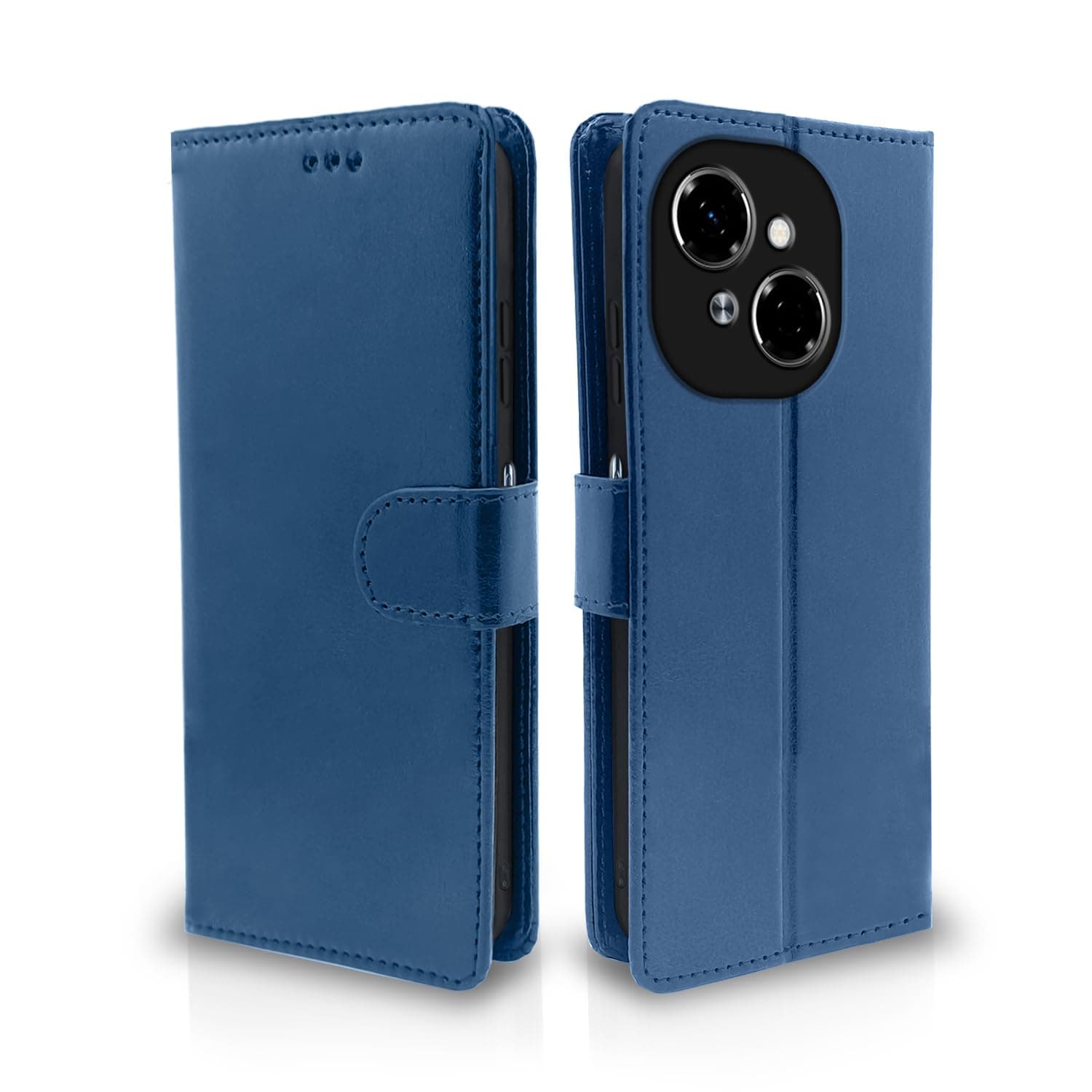 Pikkme Flip Cover Leather Finish | Inside TPU with Card Pockets | Wallet Stand and Shock Proof | Complete Protection Flip Case for Tecno Spark Go 1 (Blue)