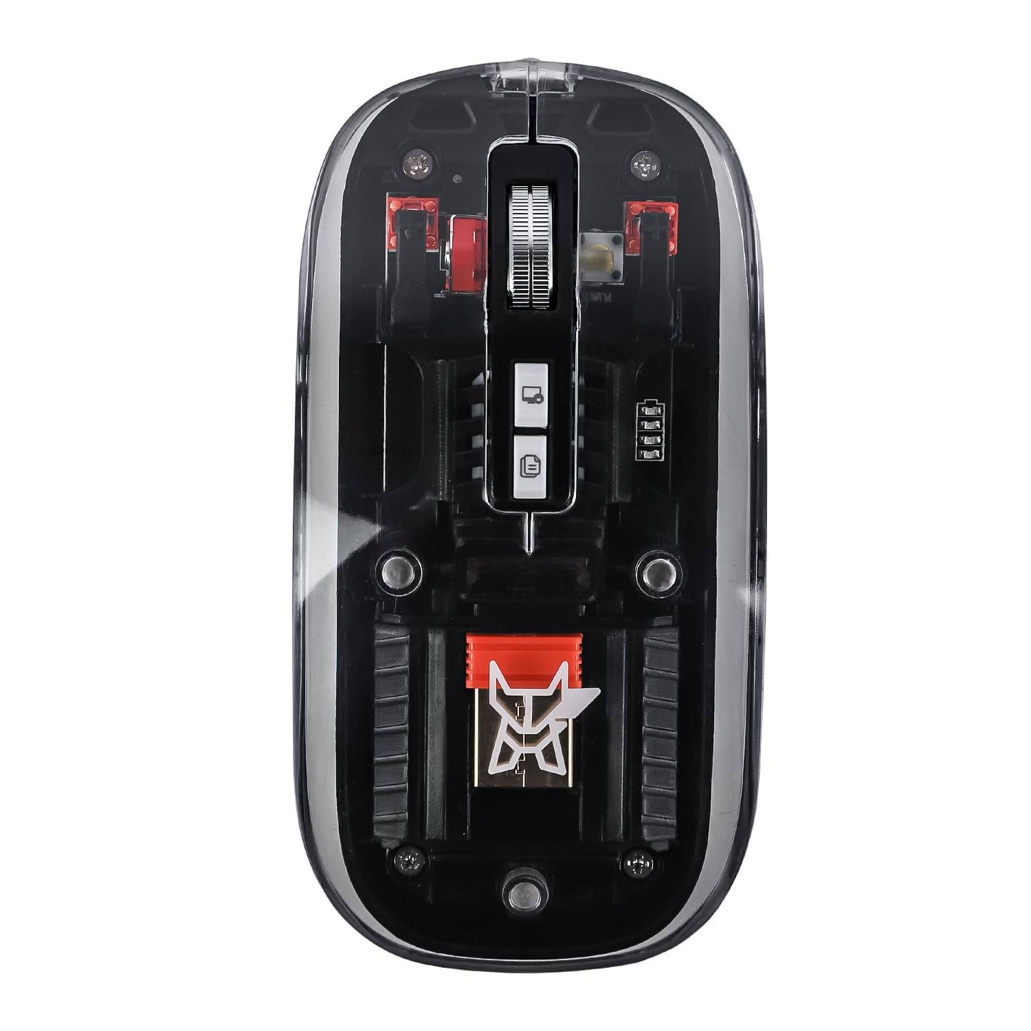 Arctic Fox Clearview Transparent Wireless and Bluetooth Rechargeable Mouse, USB Receiver,LED Battery Magic Silm for Office/PC/Mac/Laptop/Apple/ipad(Black)
