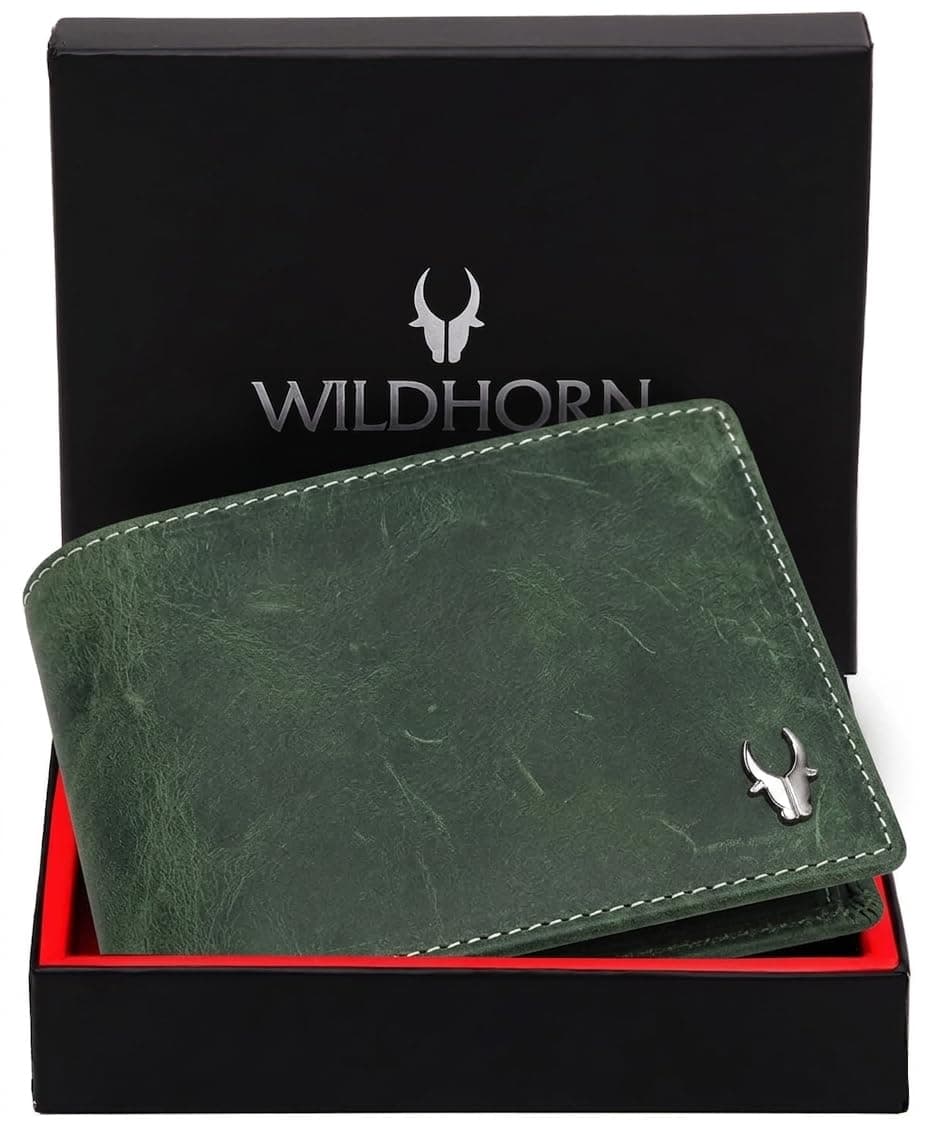 WildHorn Genuine Leather Wallet for Men | Slim Bifold Wallet with RFID Blocking | Multiple Card Slots & Coin Pocket | Premium Leather Mens Wallet