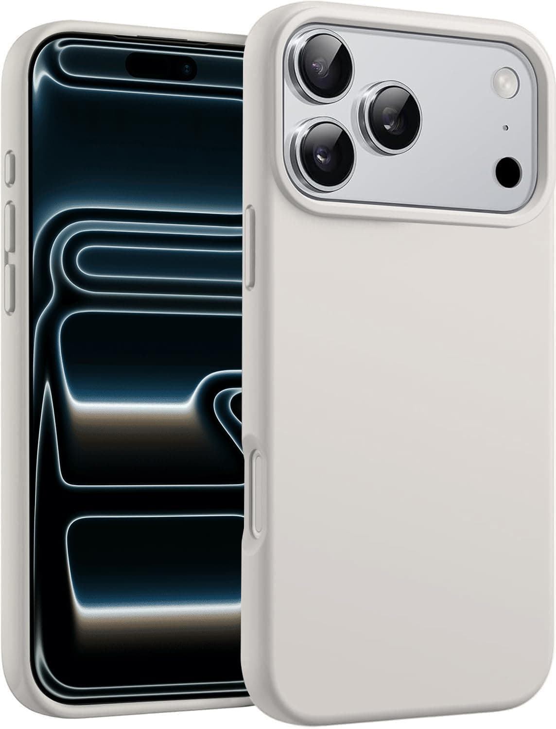 DIZORO Compatible with (iPhone 17 Pro Case)(2025), Liquid Silicone 3 Layers Full Covered Soft Gel Rubber Phone Case,Shockproof Protective Cover with Anti-Scratch Microfiber Lining-Stone Grey