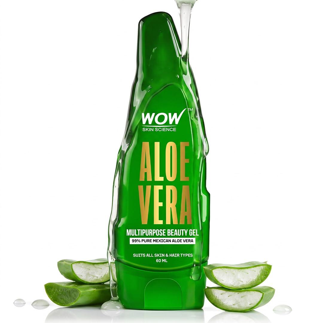 WOW Skin Science Aloe Vera Multipurpose Beauty Gel for Skin and Hair, 60 ml