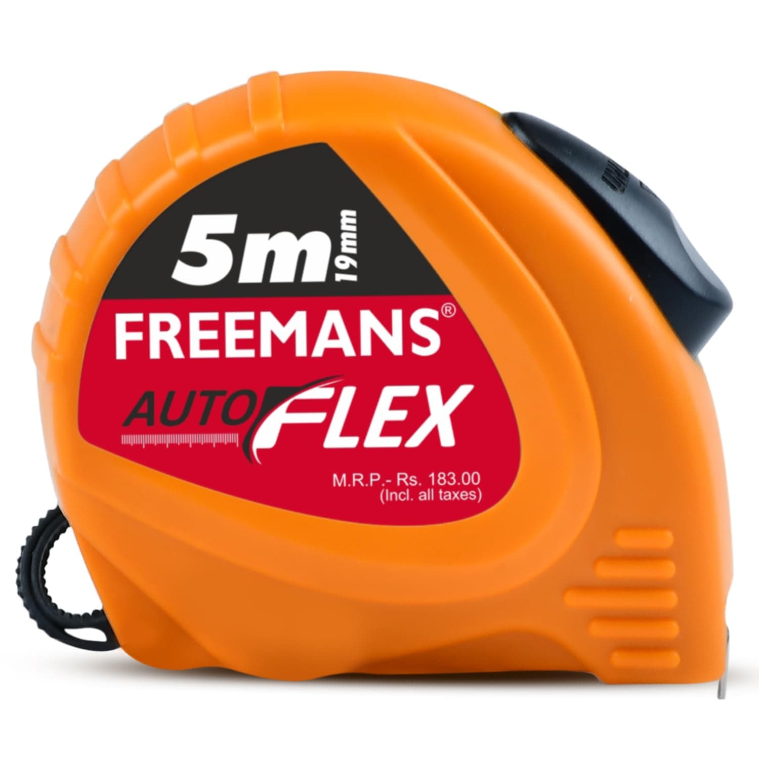 FREEMANS AUTOFLEX 5m:19mm Steel Inchi Pocket Measuring Tape with Unbreakable ABS Case, Auto-Lock Tape Blade and Press Release Button, Hand Strap and Belt-Clip