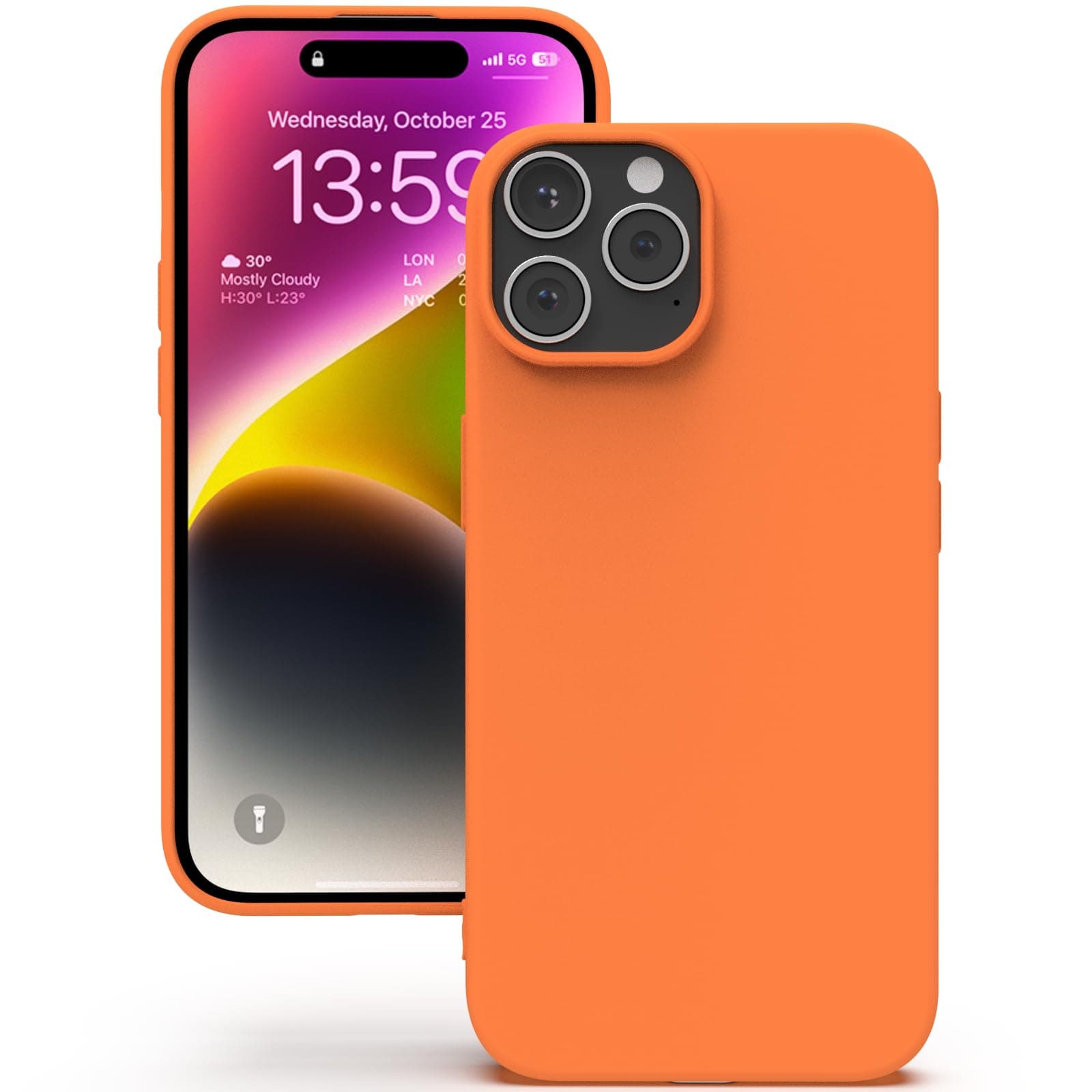 YATWIN Silicone Back Case for iPhone 14 Pro, Soft-Touch Phone Back Cover for Apple iPhone 14 Pro - Orange