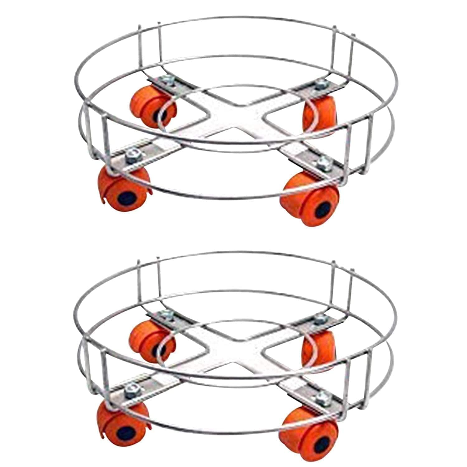 Q13® Stainless Steel Cylinder Trolley with Wheels | Gas Trolly - Lpg Cylinder Stand, Kitchen Gas Trolly (Pack Off 2) (2 pcs Cylinder Trolly)