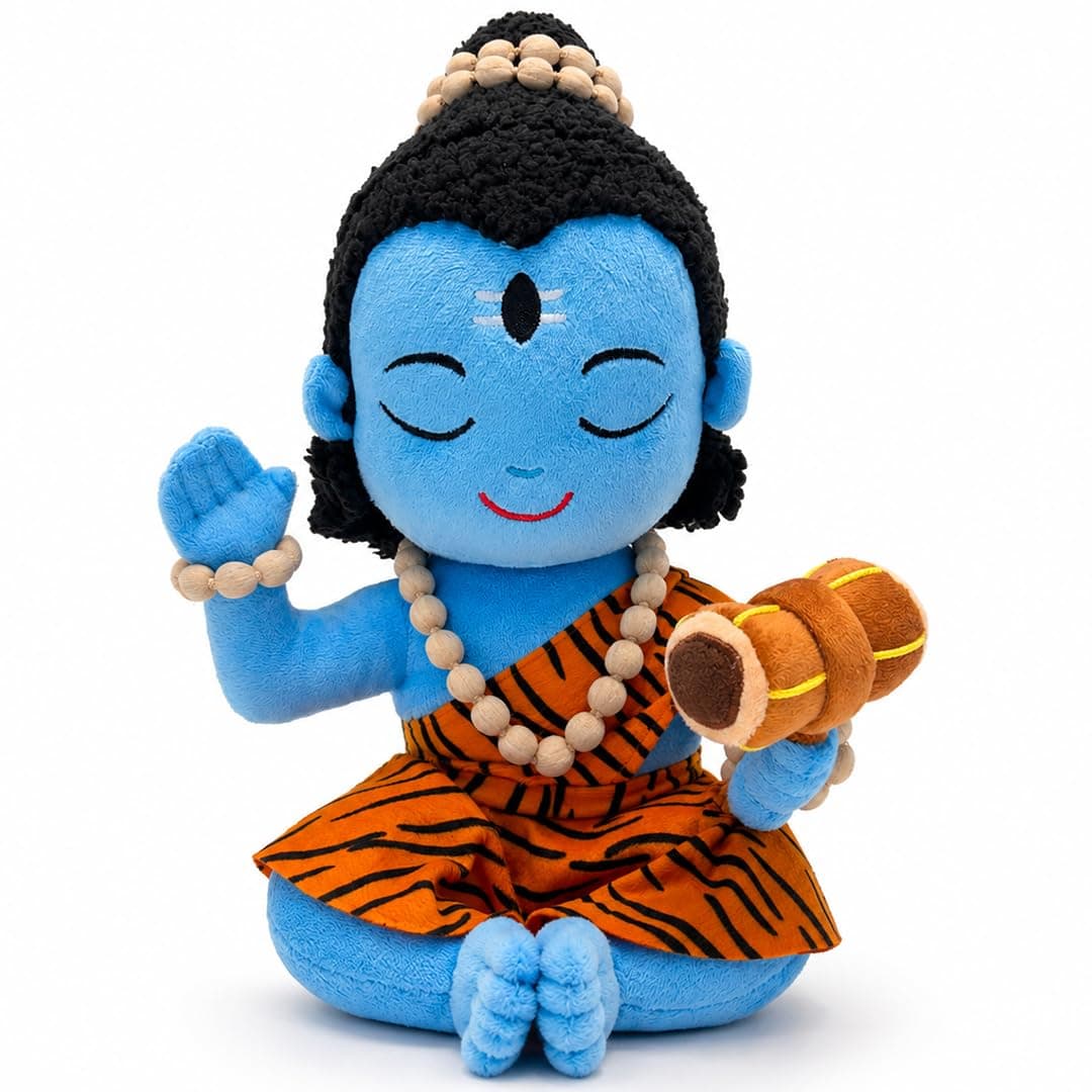 WonderBuddy Divine Mantra Chanting Shiva with 9 Preloaded Mantras & Aartis, Musical Soft Plush Toy, Best Birthday Gift for Infants, Toddlers & Kids (Medium - 28 Cm)