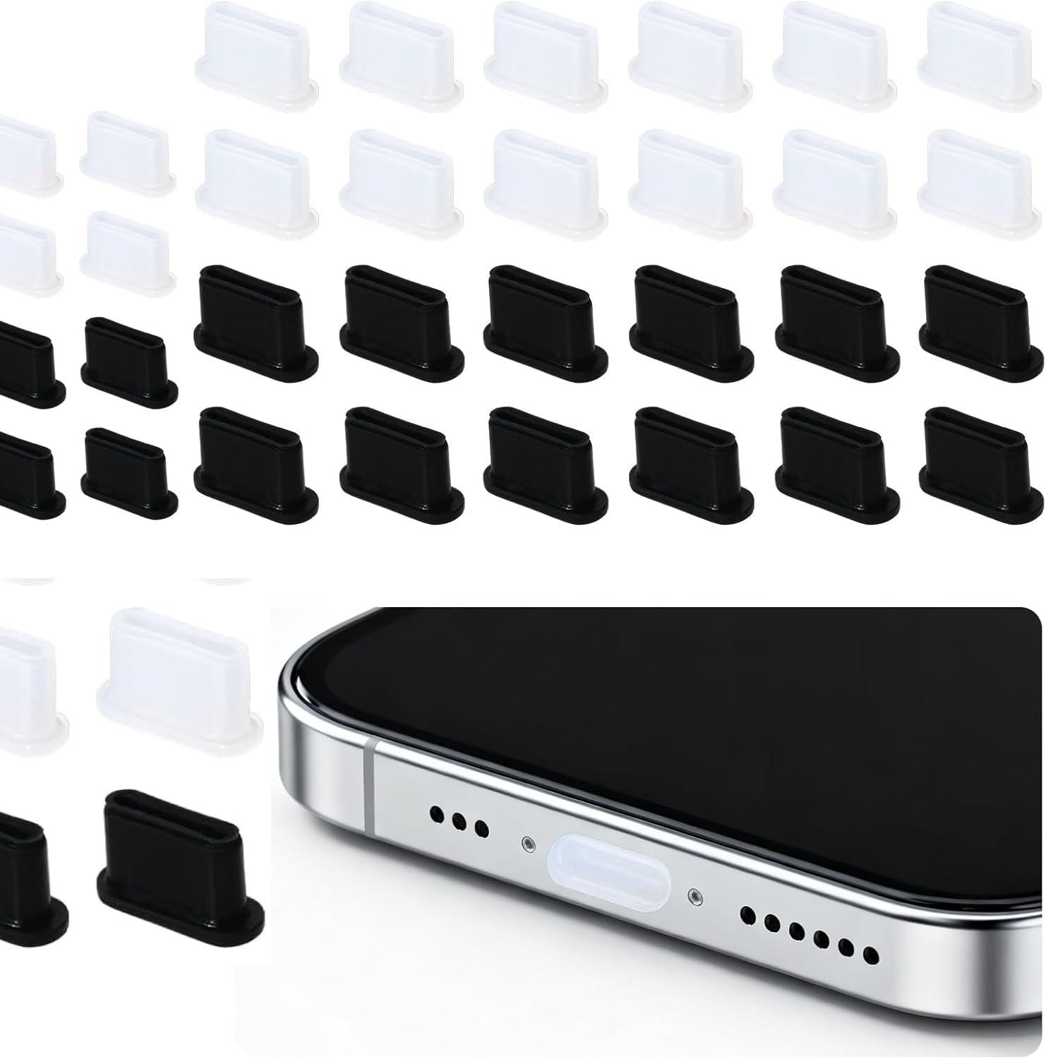 PRITO Dust Plug Set, Silicone USB C Earphone Hole Anti-dust Cover Caps Charging Port Cover Type-C Dust Protectors Stopper for Smartphone Laptop (White)