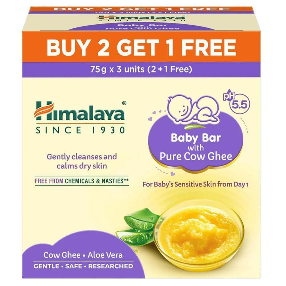 Himalaya Baby Bar with Pure Cow Ghee 3 x 75g| For Sensitive Skin| pH 5.5