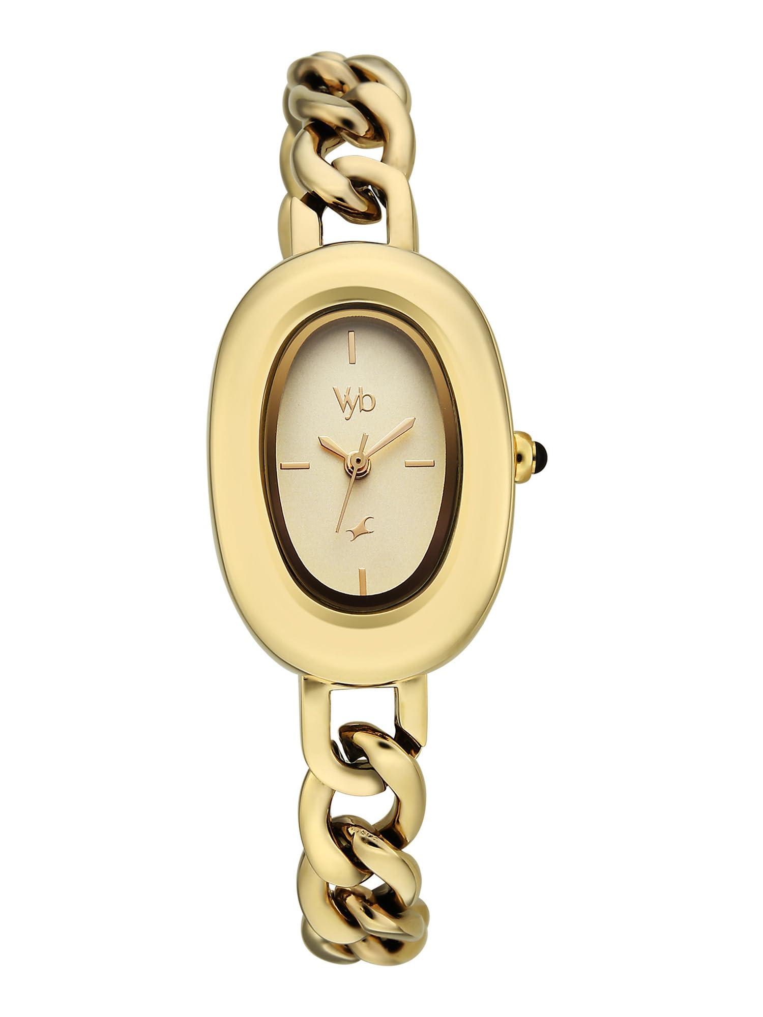 Fastrack Vyb Mirage with Quartz Analog Gold Dial Gold Alloy Strap Watch for Girls - FV60119YM01W