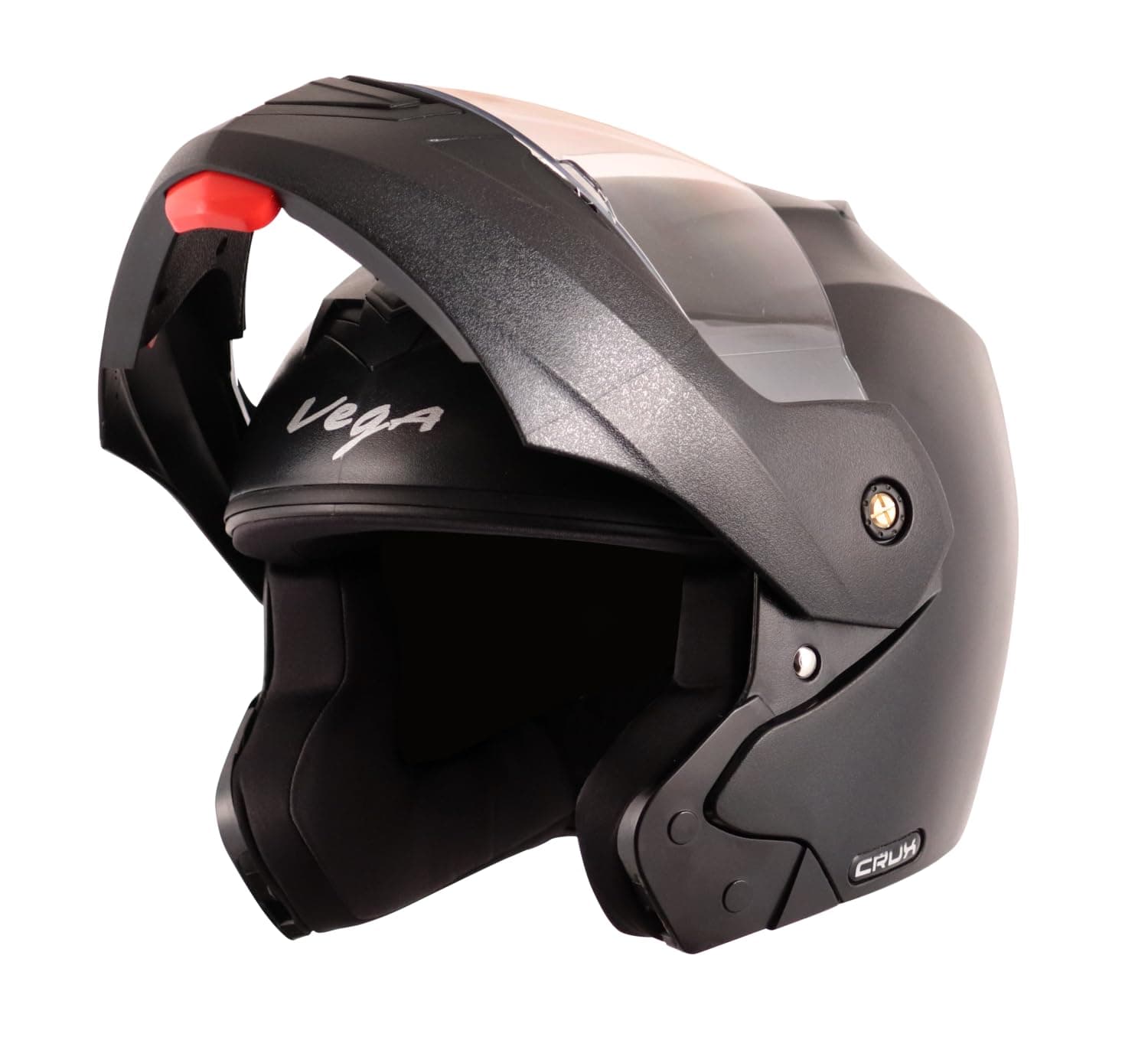 Vega Crux ISI Certified Flip-Up Helmet for Men and Women with Clear Visor(Black, Size:M)
