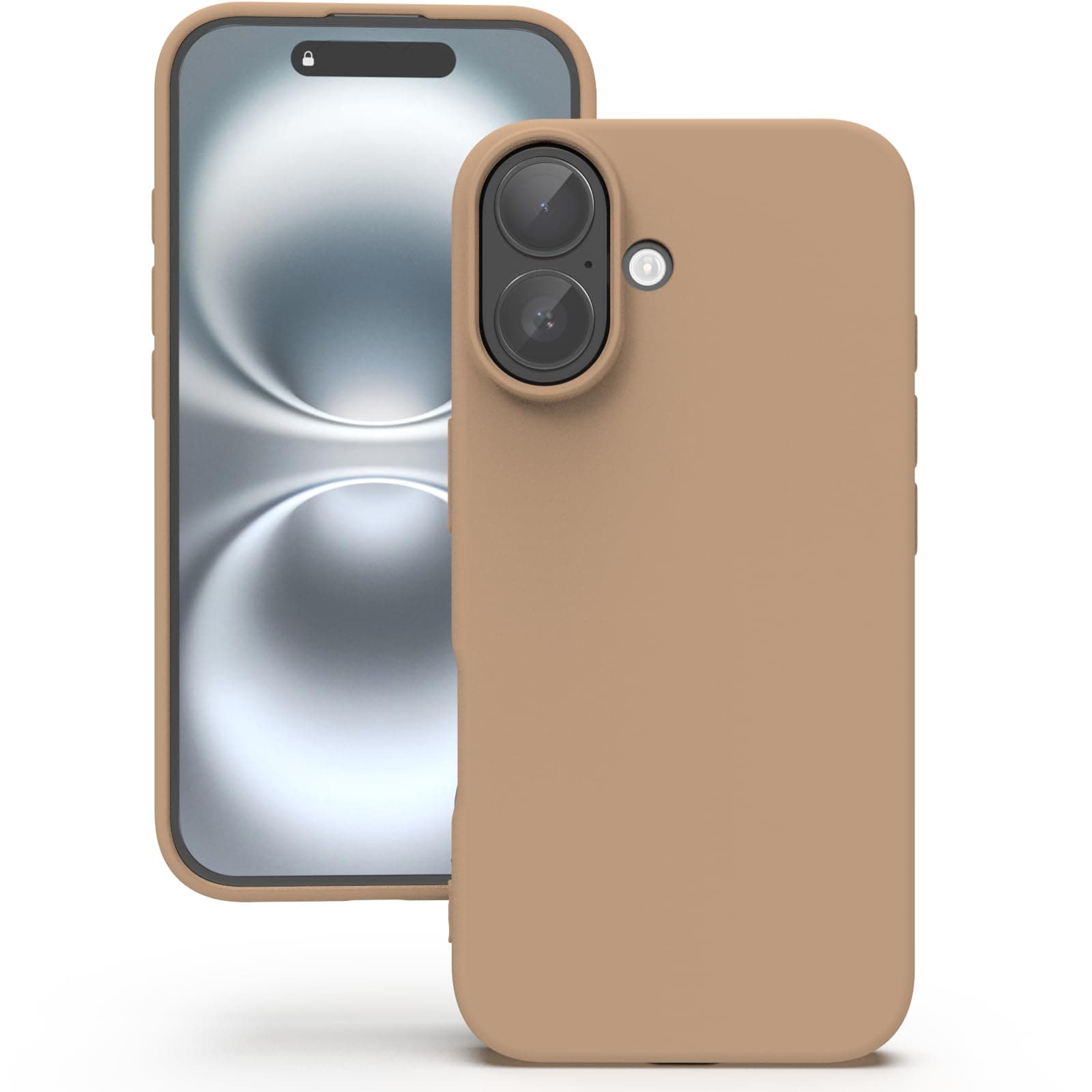 YATWIN Silicone Back Case for iPhone 16, Soft-Touch Phone Back Cover for Apple iPhone 16-Milk Tee, Light Brown