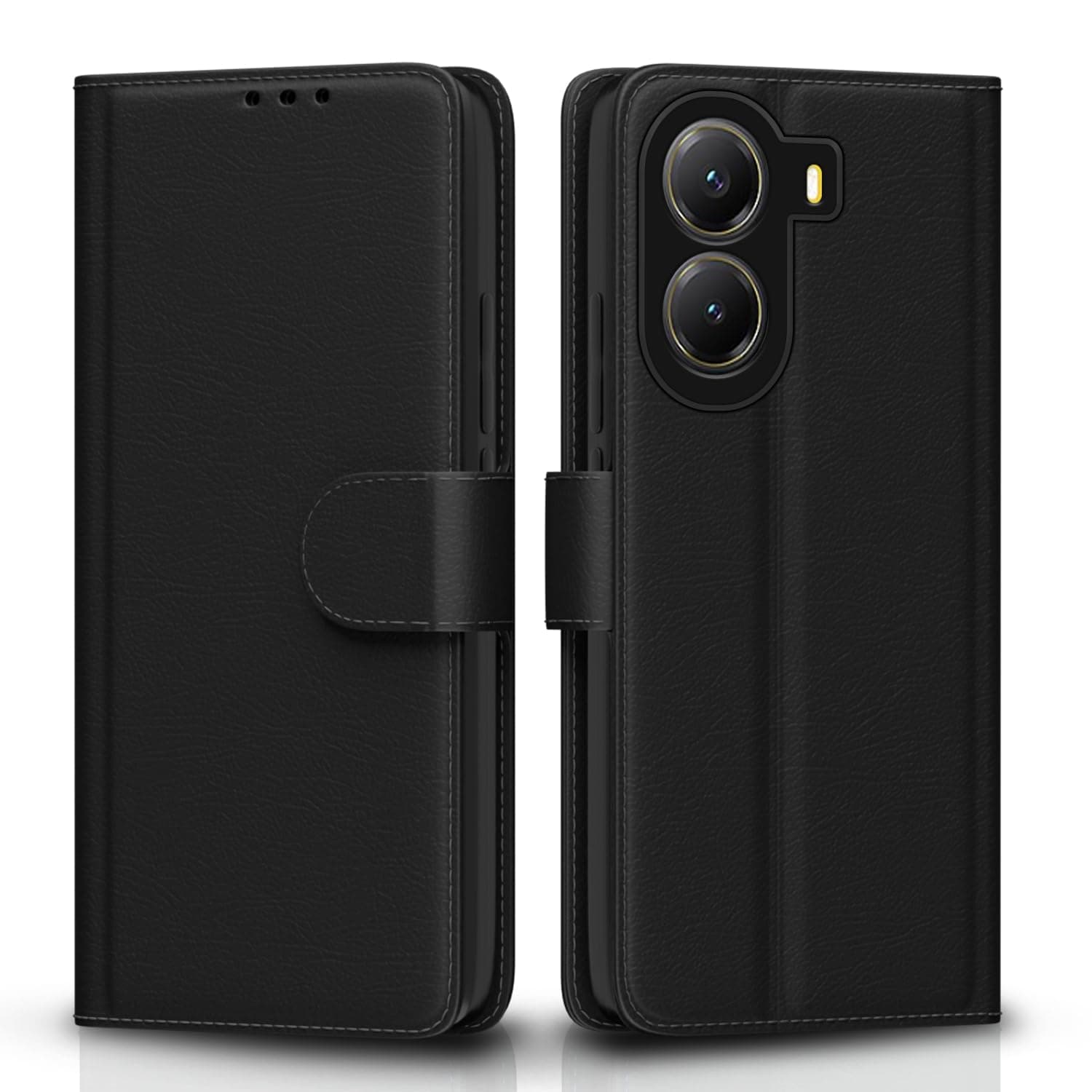 Pikkme Flip Cover for Poco X7 Pro 5G | Leather Finish | Shockproof with Card Pockets & Wallet Stand | Ultimate Protection Case(Black)