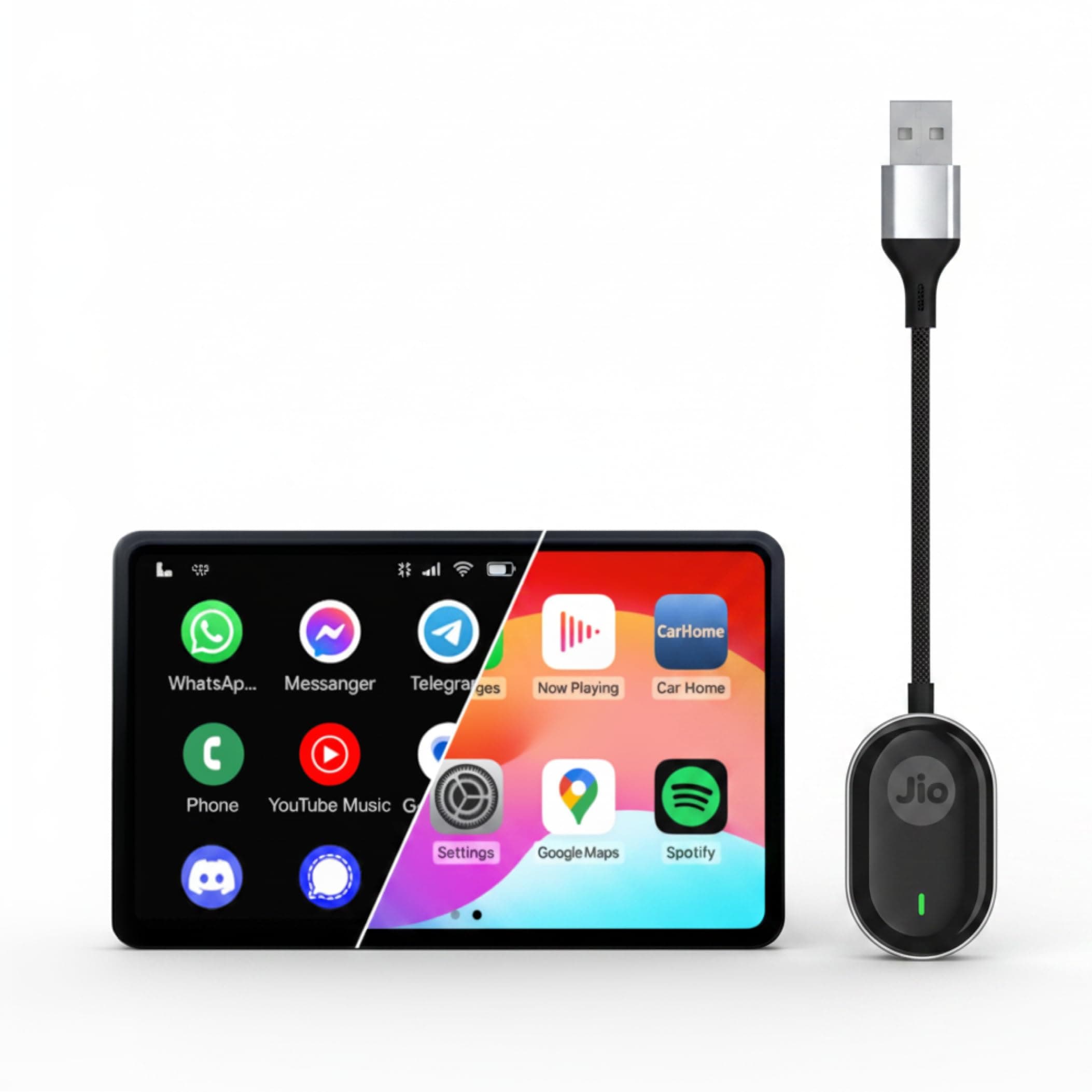 JioCarSync| Wired to Wireless Converter for Apple Carplay & Android Auto| For cars with wired Carplay &Android Auto Only| Premium Metal Body| Bluetooth 5.3| Wifi 5 Ghz|Type C dongle incl|1 Yr Warranty