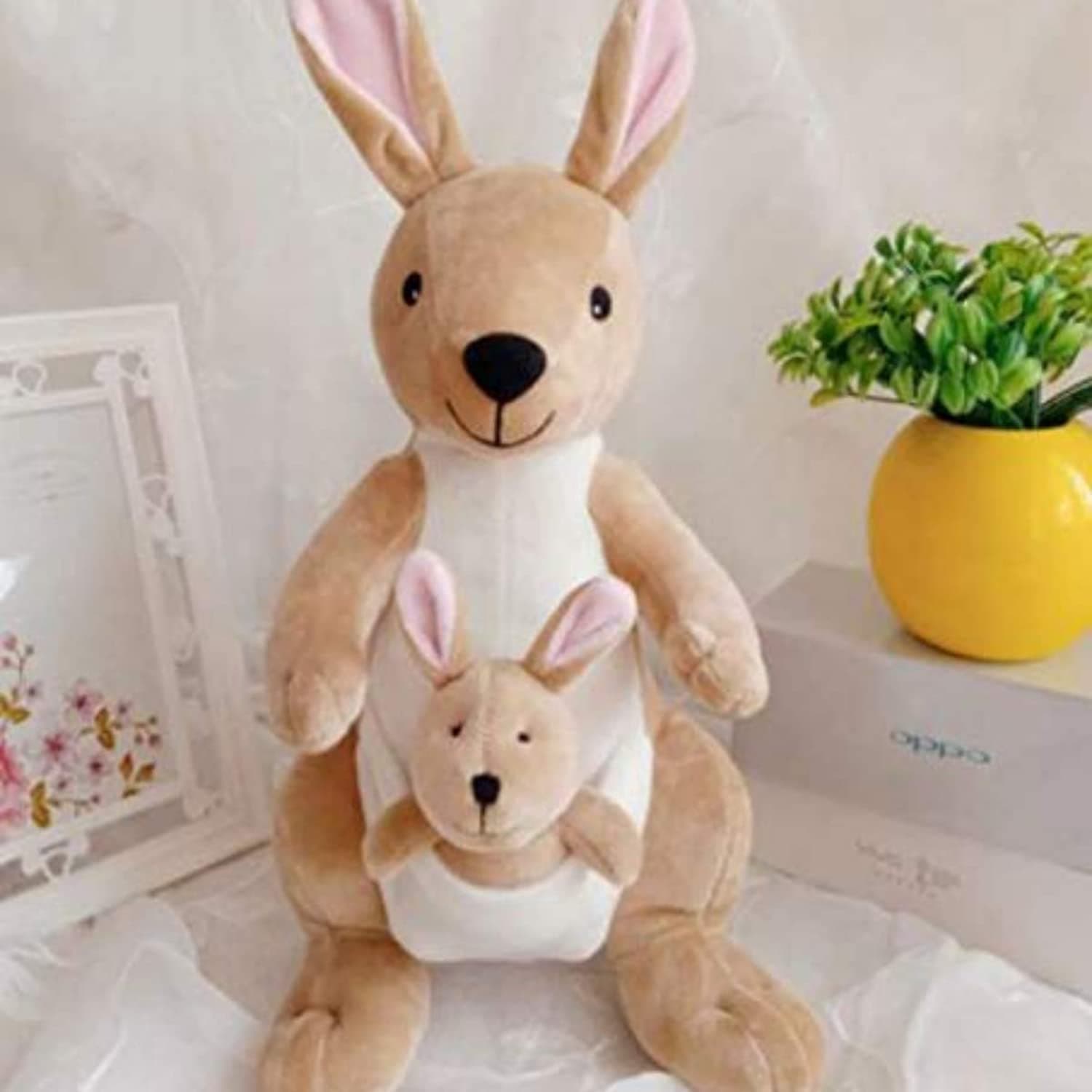 HUG 'n' FEEL SOFT TOYS Brown Kangaroo Plush with Baby | Soft Animal Cuddle Toy | Present for Boys & Girls | 30 cm