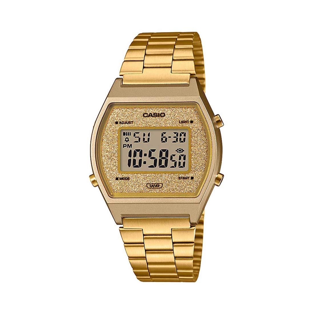 Casio Unisex Vintage B640WGG-9DF Gold Digital Dial Gold Stainless Steel Band D188