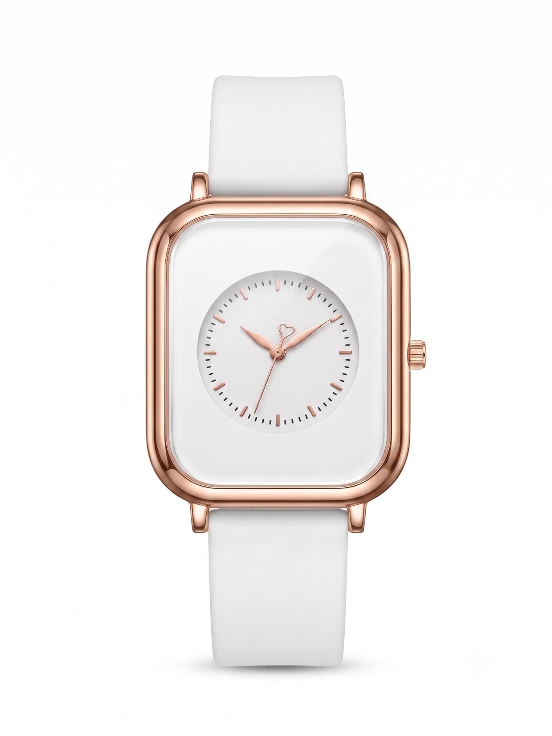 Premium Rose Gold Square Analog Watch for Women & Girls | Stylish Stainless Steel Strap | Elegant Heart Second Hand | Trendy Ladies Wrist Watch under 500 | Square Case Design | Perfect for Casual | Affordable Fashion Watch for Girls (ROSE WHITE)