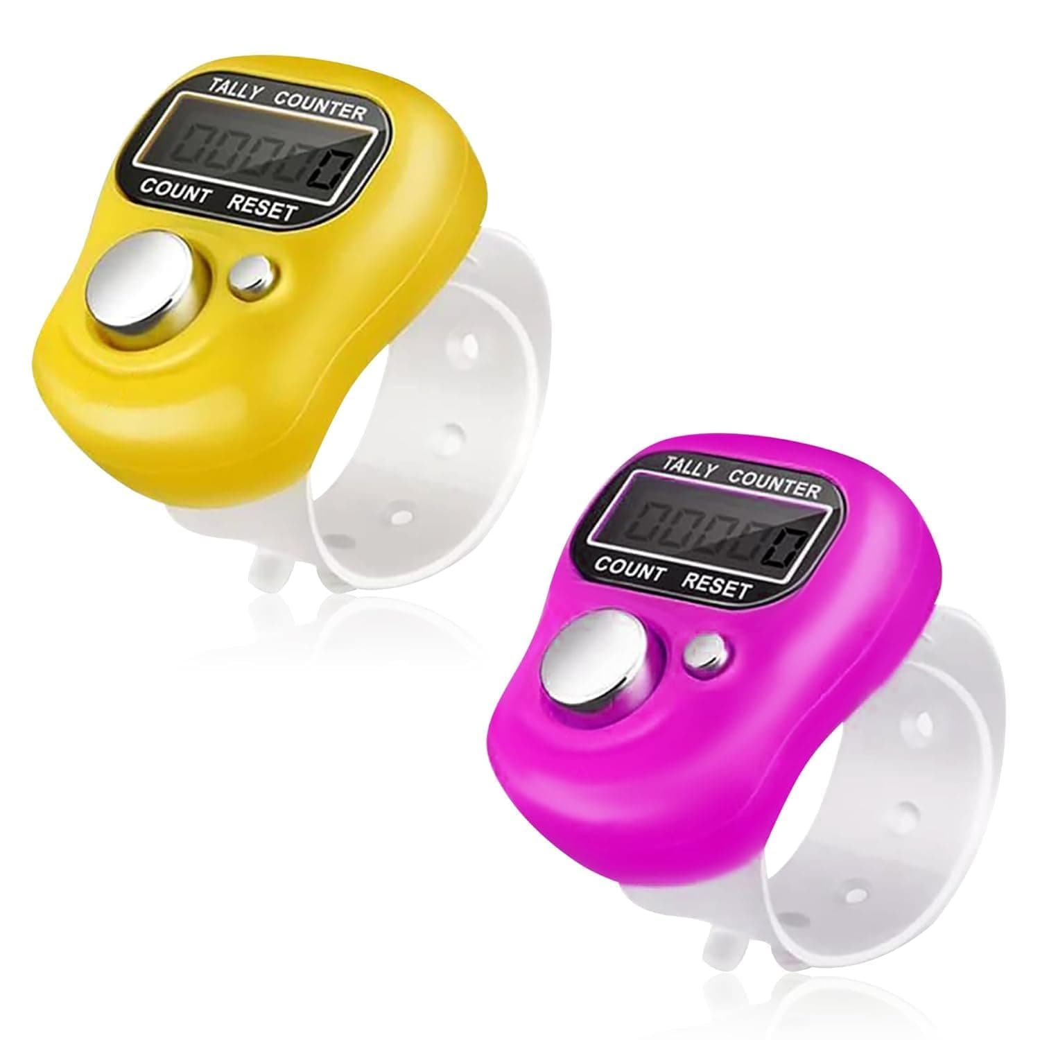 FreshDcart Counter for Chanting MantraTally Counter | 5-Digit Finger Ring with LCD Display & Reset Button | Handheld Counter for Meditation, Jap, Sports, Knitting & Classroom Use (2 Qty, Multicolor)