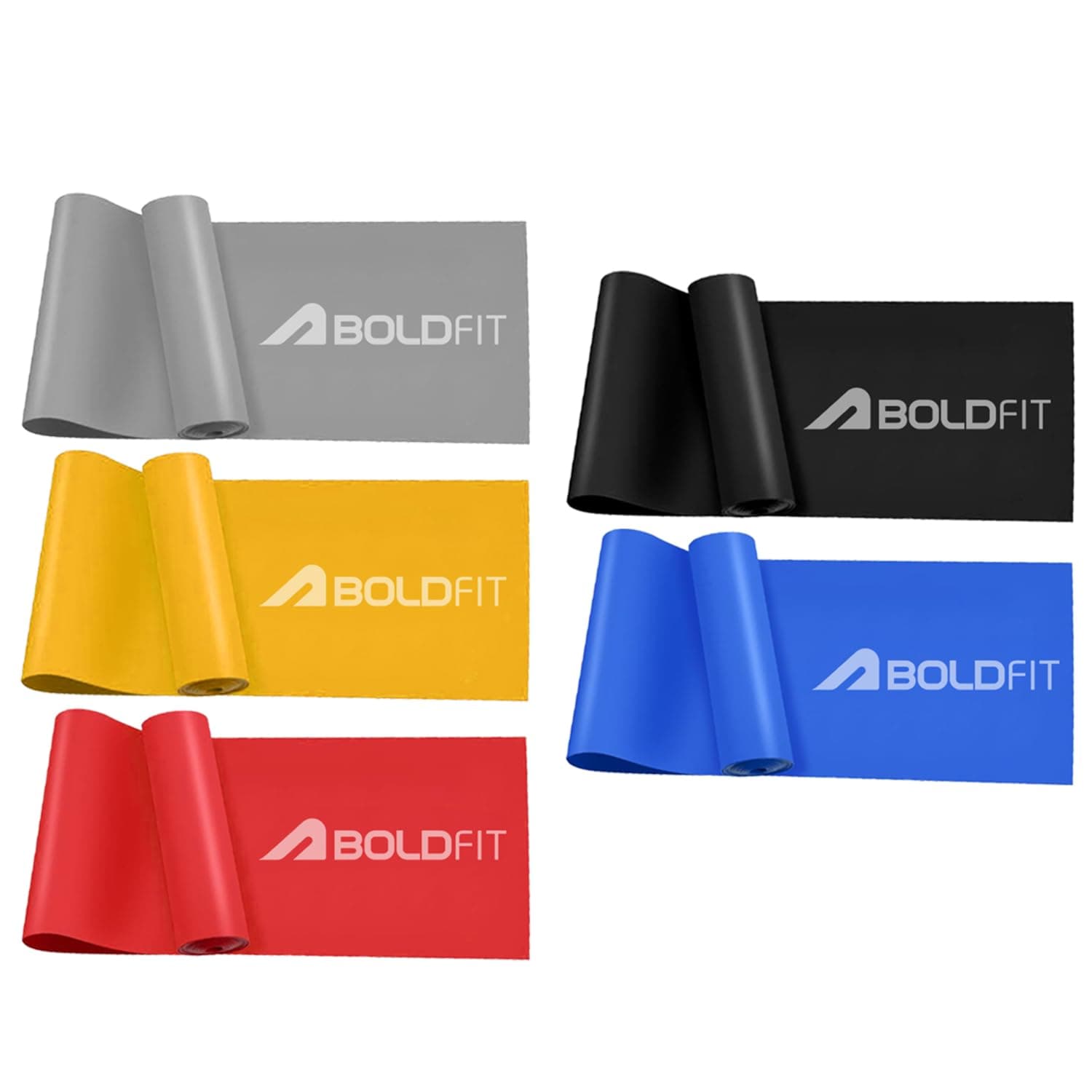 Boldfit Resistance Bands for Workout for Women Pilate Bands for Home Exercise TheraBand Toning Exercise for Gym Latex Band Theraband for Fitness, Stretching, Yoga for Men & Women Toning Band 5Set