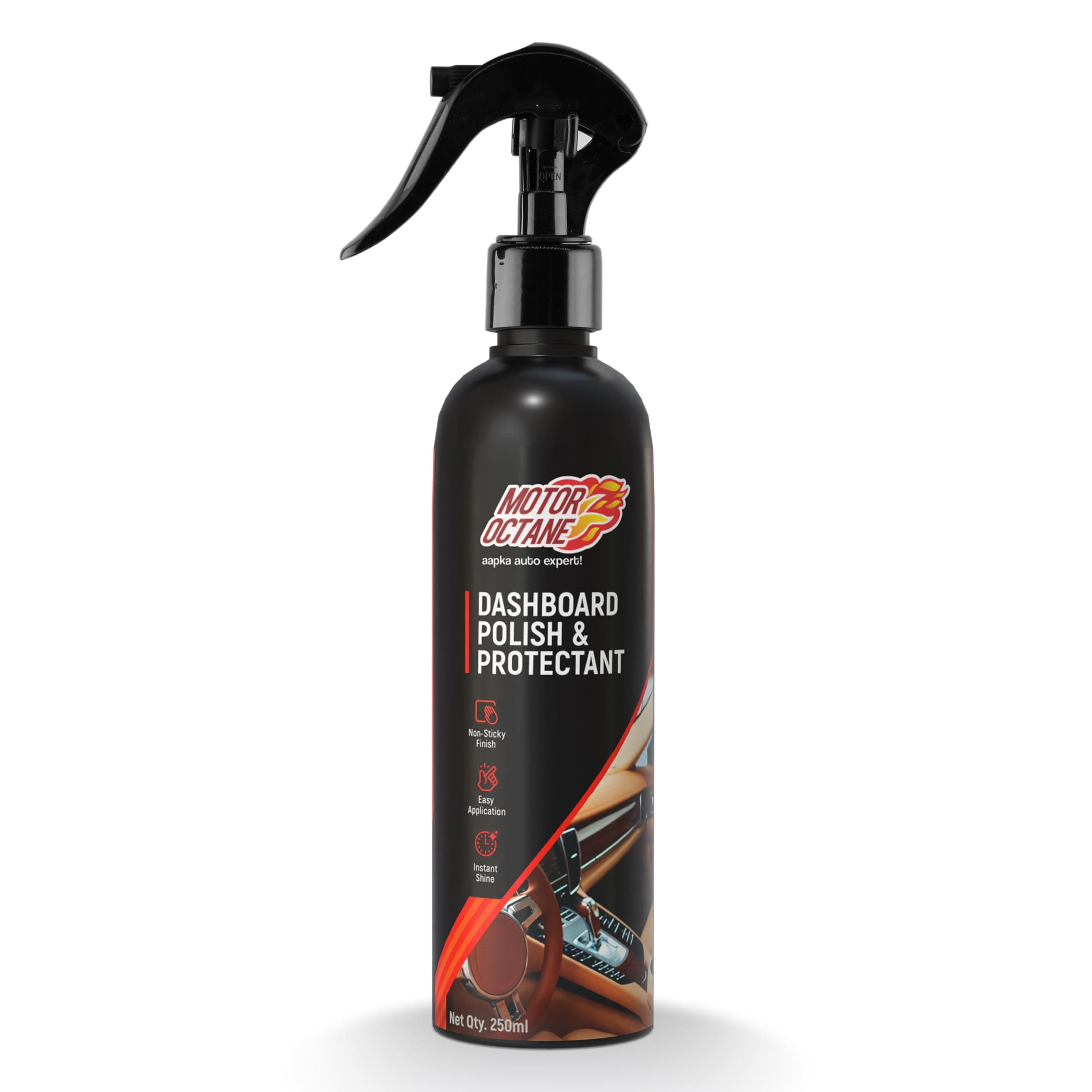 MotorOctane Car Dashboard Polish & Protectant | 250ml (295g) | Dashboard Dresser | Car Polish for Interior Plastic, Vinyl & Leather Trims | Non-Sticky | Protects, Shines & Conditions | Lime Fragrance