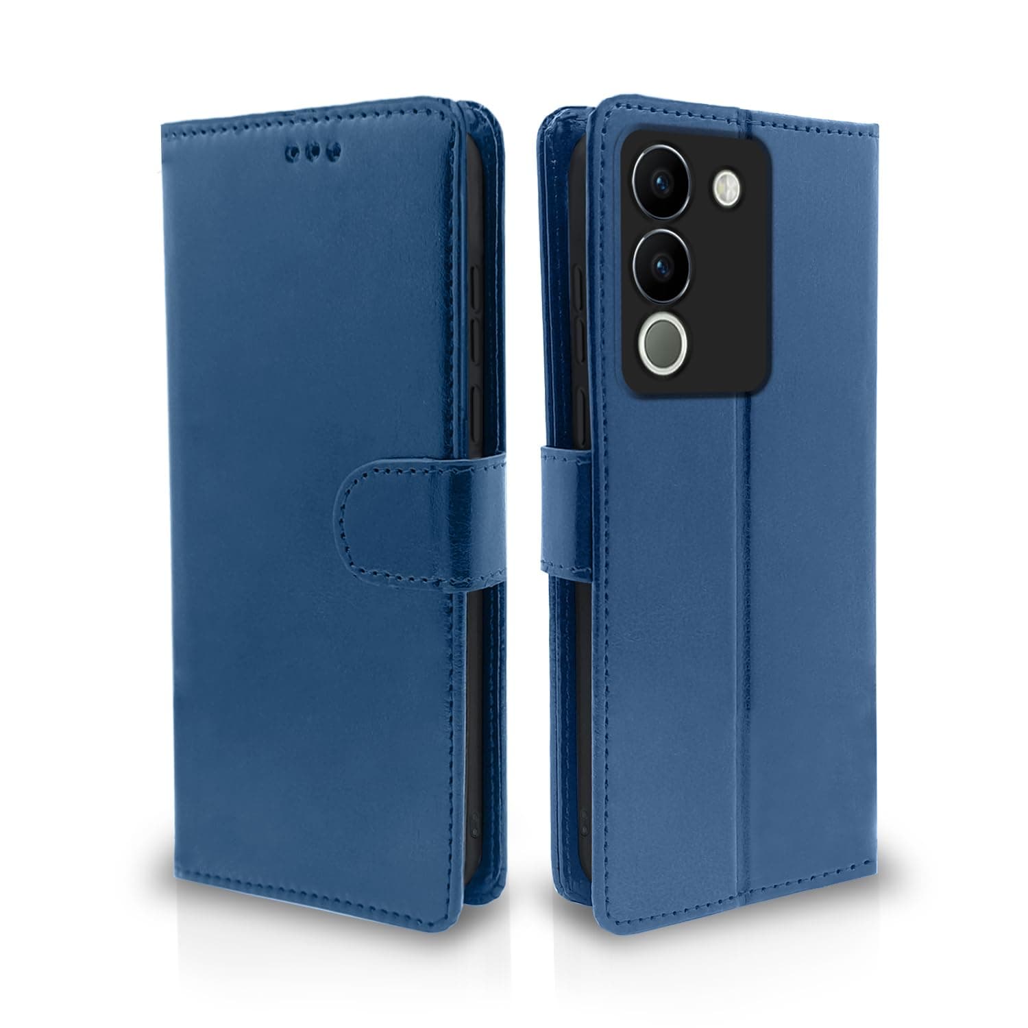Pikkme Flip Cover for Vivo Y200 5G | Leather Finish | Shockproof with Card Pockets & Wallet Stand | Ultimate Protection Case (Blue)