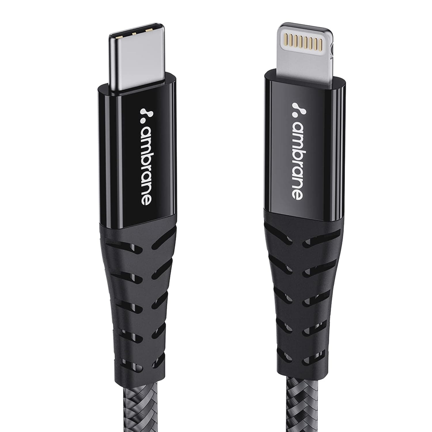 Ambrane Type-C to Lightning USB Cable, 22.5W Fast Charging, 480Mbps Data Sync Cable Compatible with iPhone, iPad, Macbook, iMac, AirPods, 1.25m (RTL-125 Black)