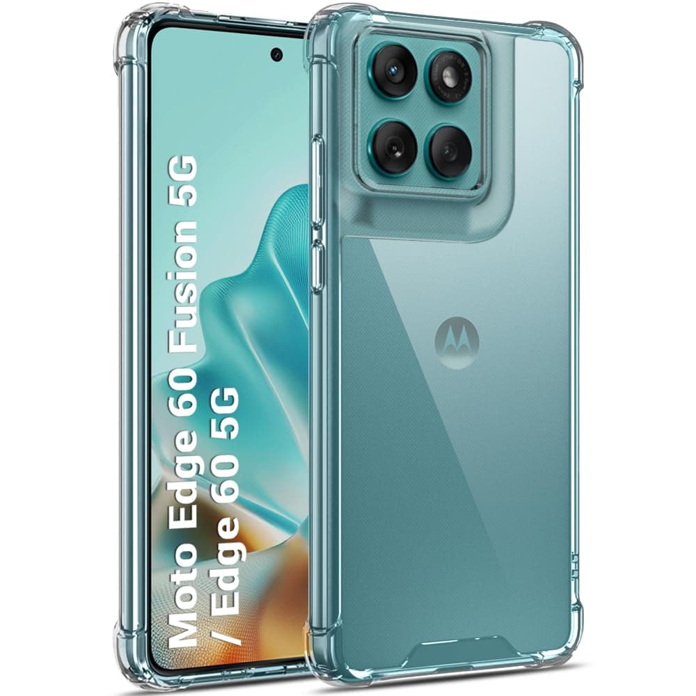 TheGiftKart Crystal Clear Back Cover Case for Motorola Moto Edge 60 Fusion 5G / Moto Edge 60 5G | Shock Proof 360° Protection | Hard Clear Back Cover Case (PC & TPU, Transparent Bumper)