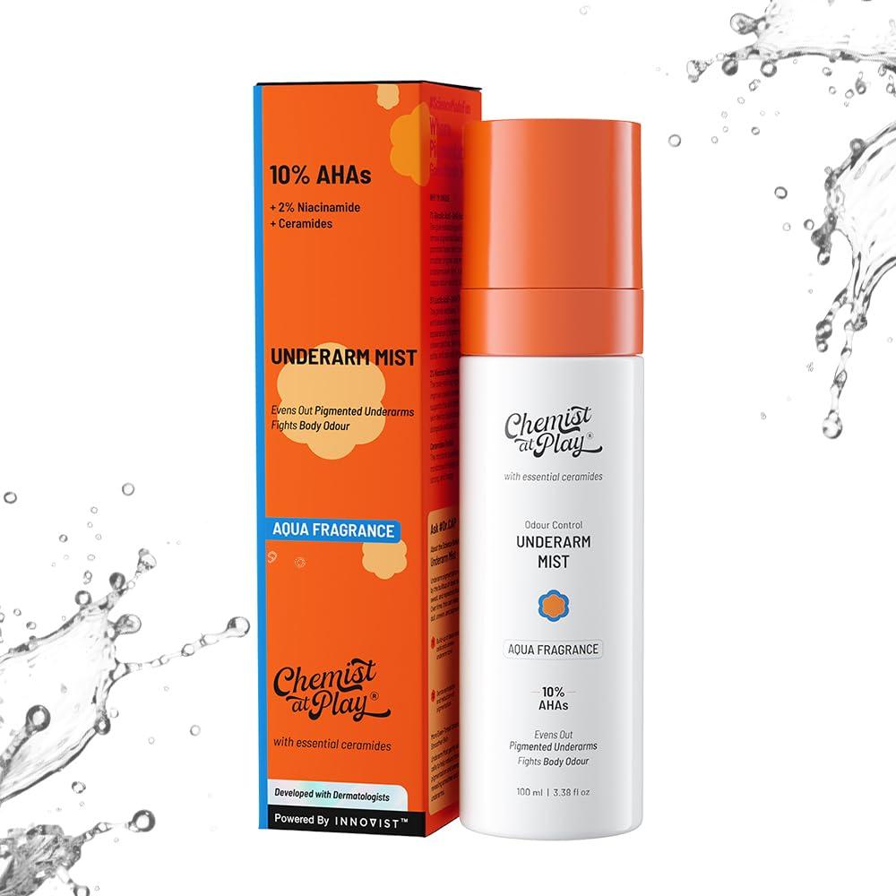 Chemist at Play Exfoliating Underarm Mist | For Pigmentation & Odour Control | 10% AHAs & 2% Niacinamide | pH 4-4.5 Optimised | Promotes Even-Toned Underarms | Non-Sticky & Fast Absorbing | 100 ml
