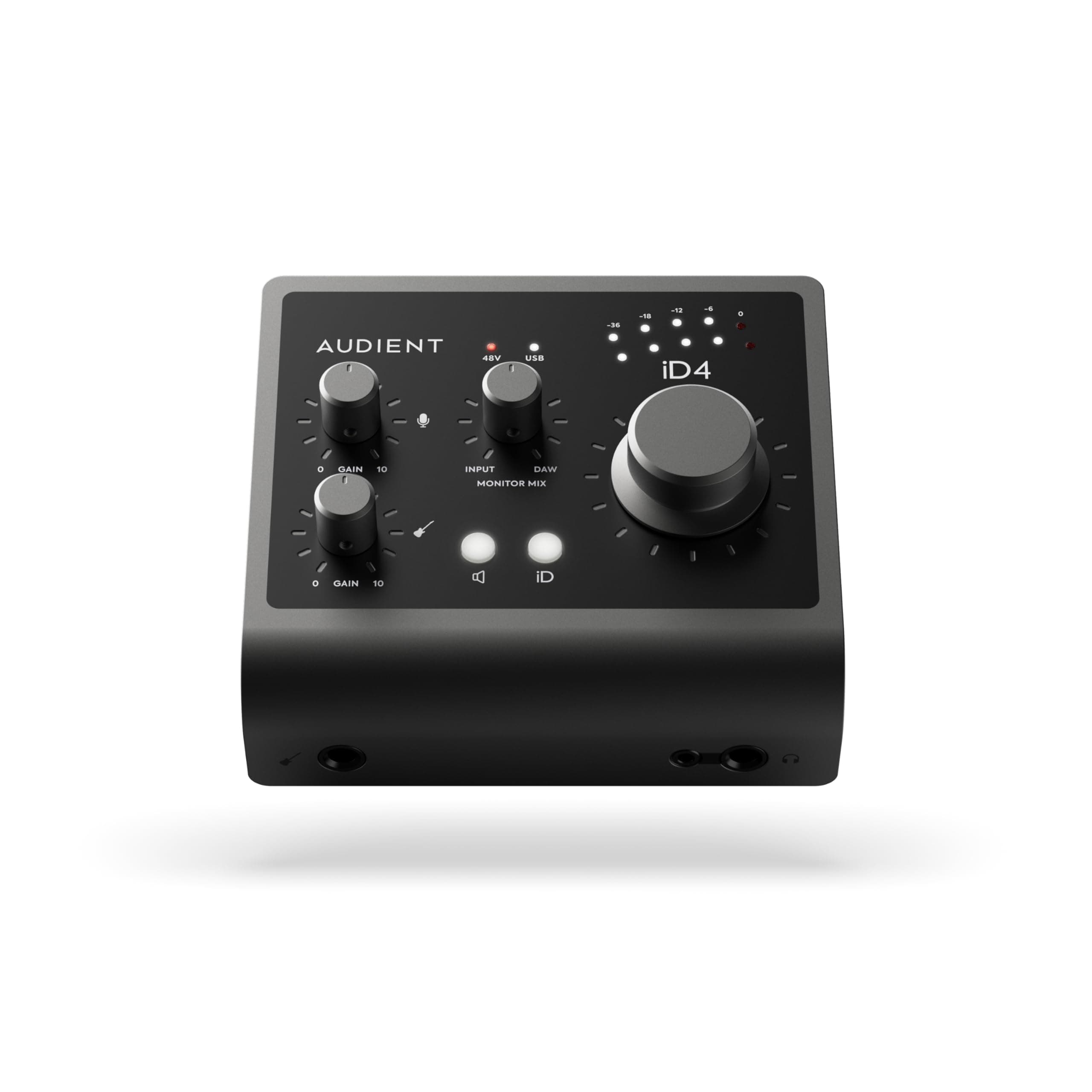 Audient iD4 (MKII) 2in/2out High-Performance USB 3.0 Audio Interface with Audient Console Mic Preamp, Dual Headphone Outputs, DI Instrument Input, ScrollControl Feature