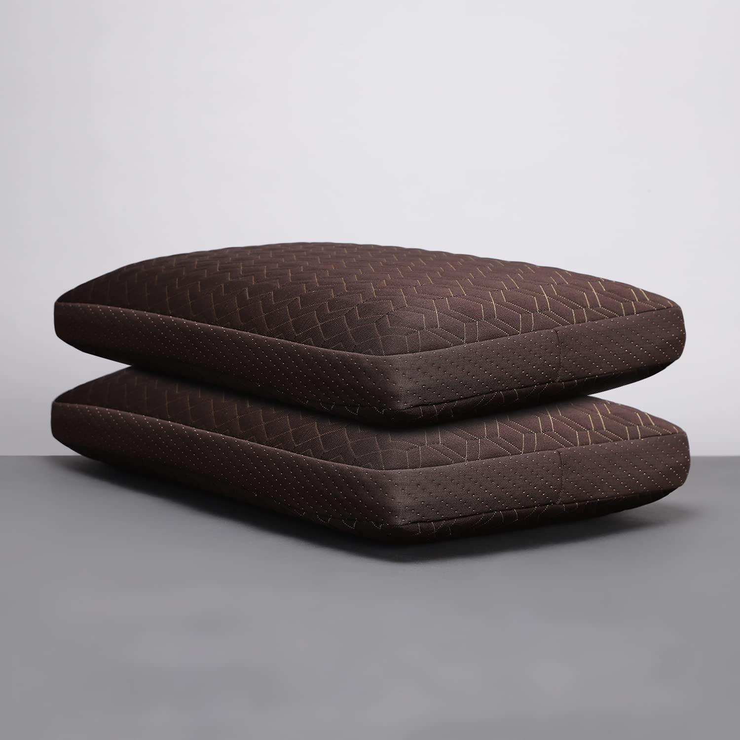 LA VERNE Cooling Gel Infused Pincore Technology Breathable Memory Foam Pillow with 3S Rebound| Cool Gel Cervical Support for Neck & Shoulder Relief (2, D Brown, Standard)