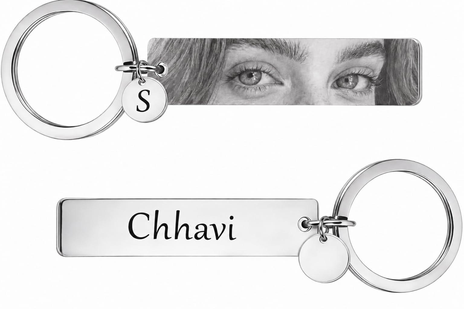 Personalized Photo Keychain - Custom Laser Engraved Eye/half face Picture Keychain for Men & Women, High-Definition Portrait Keyring, Anniversary & Birthday Gift for Boyfriend/Husband Girlfriend