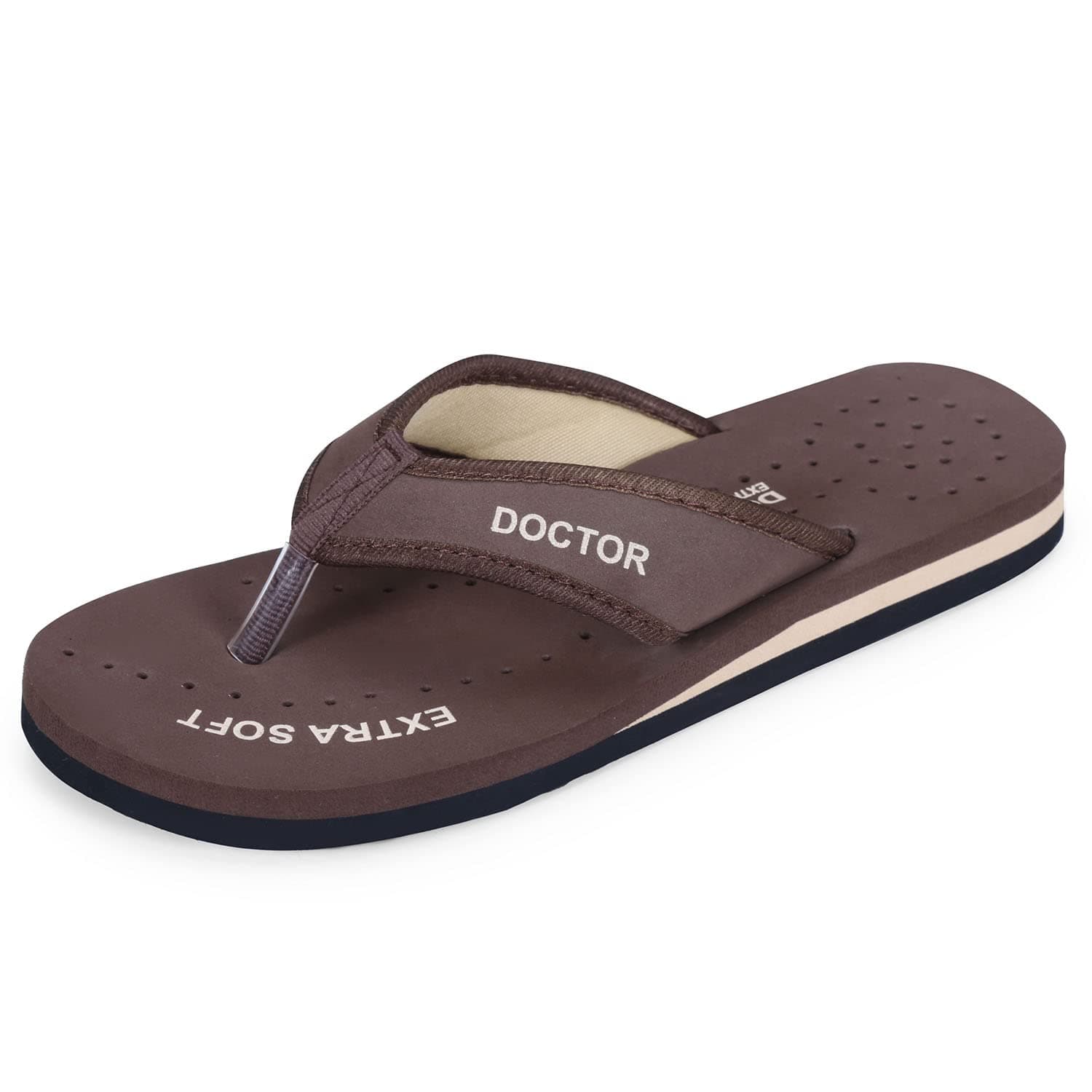 DOCTOR EXTRA SOFT Doctor Slippers for Women Orthopedic Diabetic Pregnancy Non Slip Lightweight Comfortable Flat Casual Stylish Dr Chappals and House Flip flops For Ladies and Girl’s D-22-Brown-3 UK