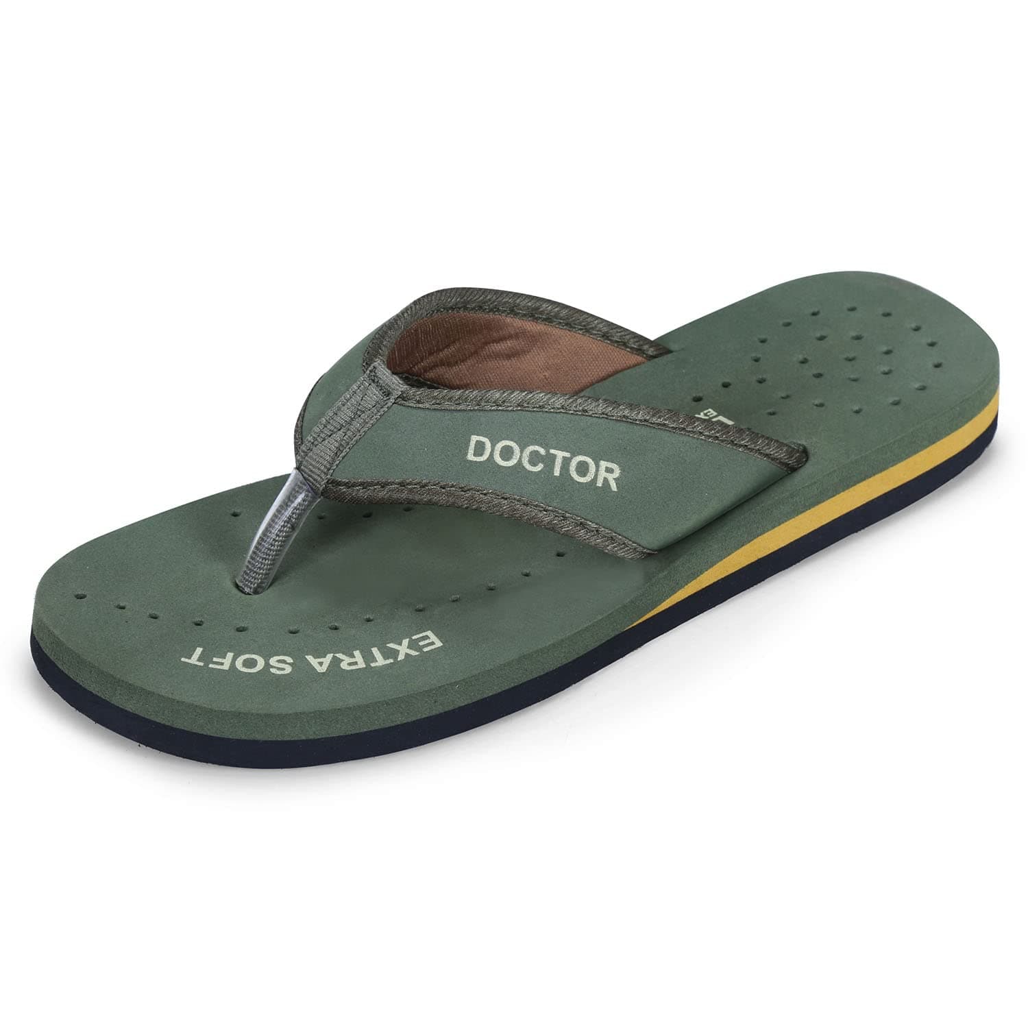 DOCTOR EXTRA SOFT Doctor Slippers for Women Orthopedic Diabetic Pregnancy Non Slip Lightweight Comfortable Flat Casual Stylish Dr Chappals and House Flip flops For Ladies and Girl’s D-22-Olive-3 UK