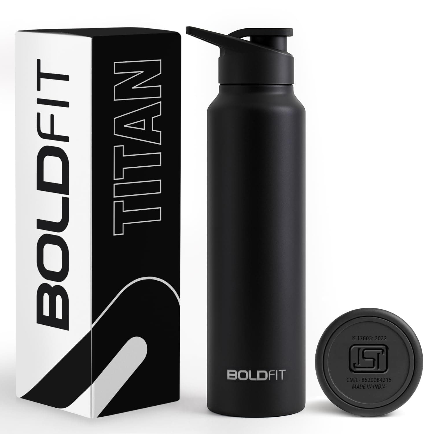 Boldfit Stainless Steel Water Bottle 1 Litre – BPA-Free, Leak-Proof & Rust-Free Metal Bottle with Handle – Lightweight, Food-Grade, Easy to Clean – Ideal for Office, Gym, School, Travel & Fridge Use