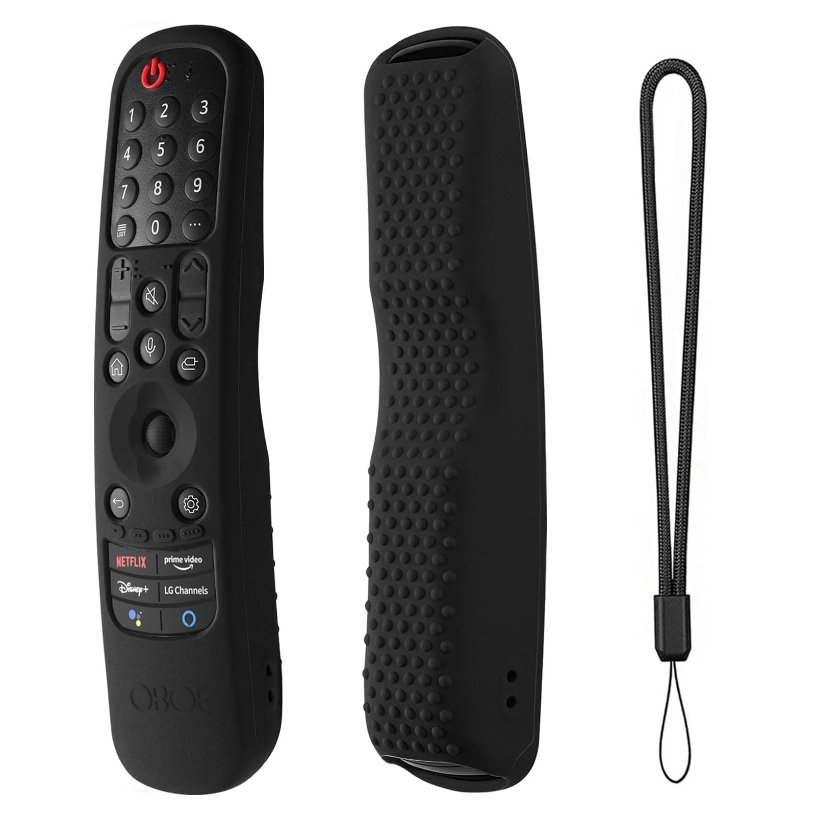Oboe Silicone TV Remote Cover Compatible with LG TV Remote AN-MR21GA (2021) MR22GA (2022) MR23GA (2023) Magic Remote Case with Loop (B-Black) [Remote NOT Included]