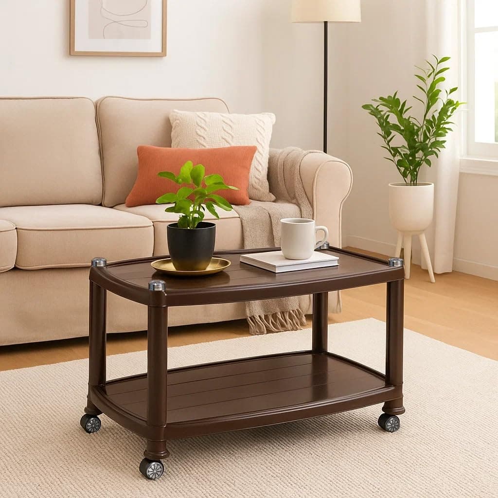 Nilkamal CENTBL5 Contemporary Center Trolley Coffee Table/Tea Table/Teapoy for Home/Living Room/Office/Outdoor