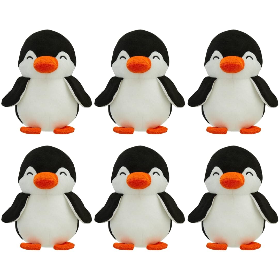 Storio Birthday Party Return Gift Pack of 6 Penguin Plush Toys | Kanjak Gift for Girls Pack of 6 | Kanya Pujan Gifts Set of 6 | Navratri Gifts for Kanya Toy Set