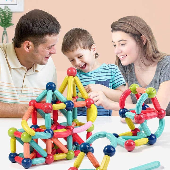PRIME DEALS Magnetic Sticks Building Blocks for Kids Toys for Girls | Magnetic Toys for Boys Age 3+ Year 4 5 6 7 8 10 12 14 Old Educational Stem Learning Magnet Stick with Balls Game Set (64 PCS).
