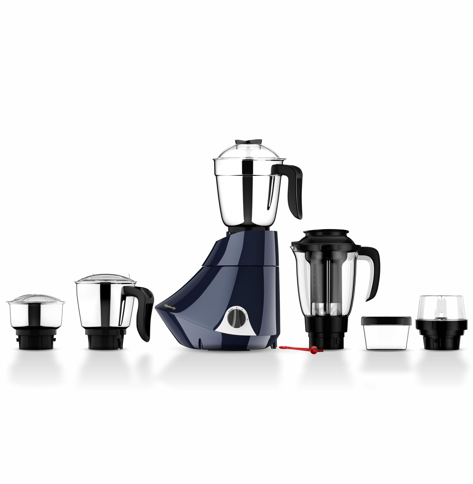 Butterfly Smart Plus 750W Mixer Grinder with 5 Jars | Multipurpose Jars - 3 Stainless Steel,1 PC Juicer Jar & 1 Grind & Store Jar | Heavy Duty Motor | 2 Years Manufacturer Warranty | Ink Blue