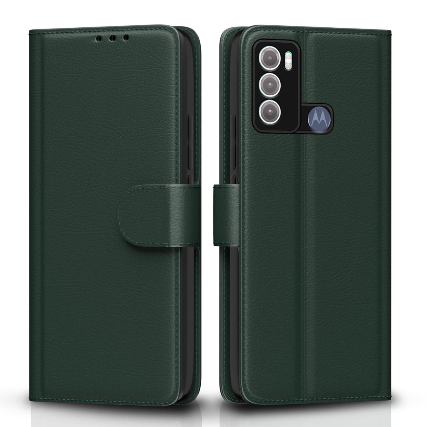 Pikkme Flip Cover for Moto G60 / G40 Fusion Leather Finish | Inside TPU with Card Pockets | Wallet Stand and Shock Proof | Complete Protection Flip Case(Green)