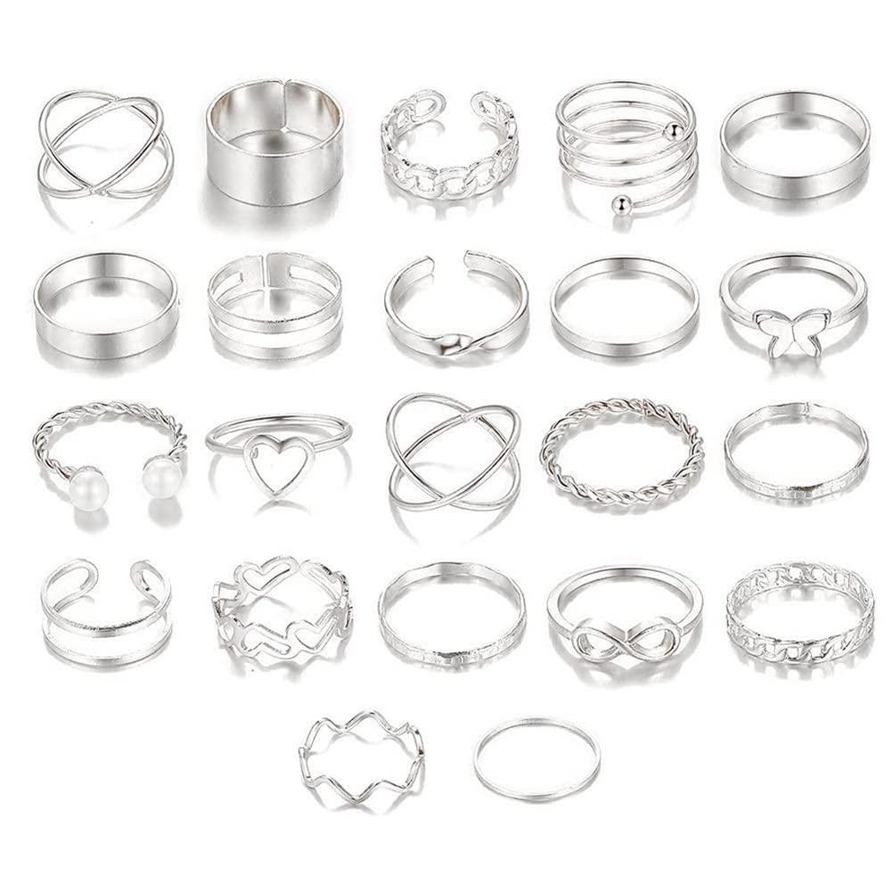 Shining Diva Fashion Jewellery Set of 22 Stylish Rings for Women and Girls (rrsd14738r) (Silver)