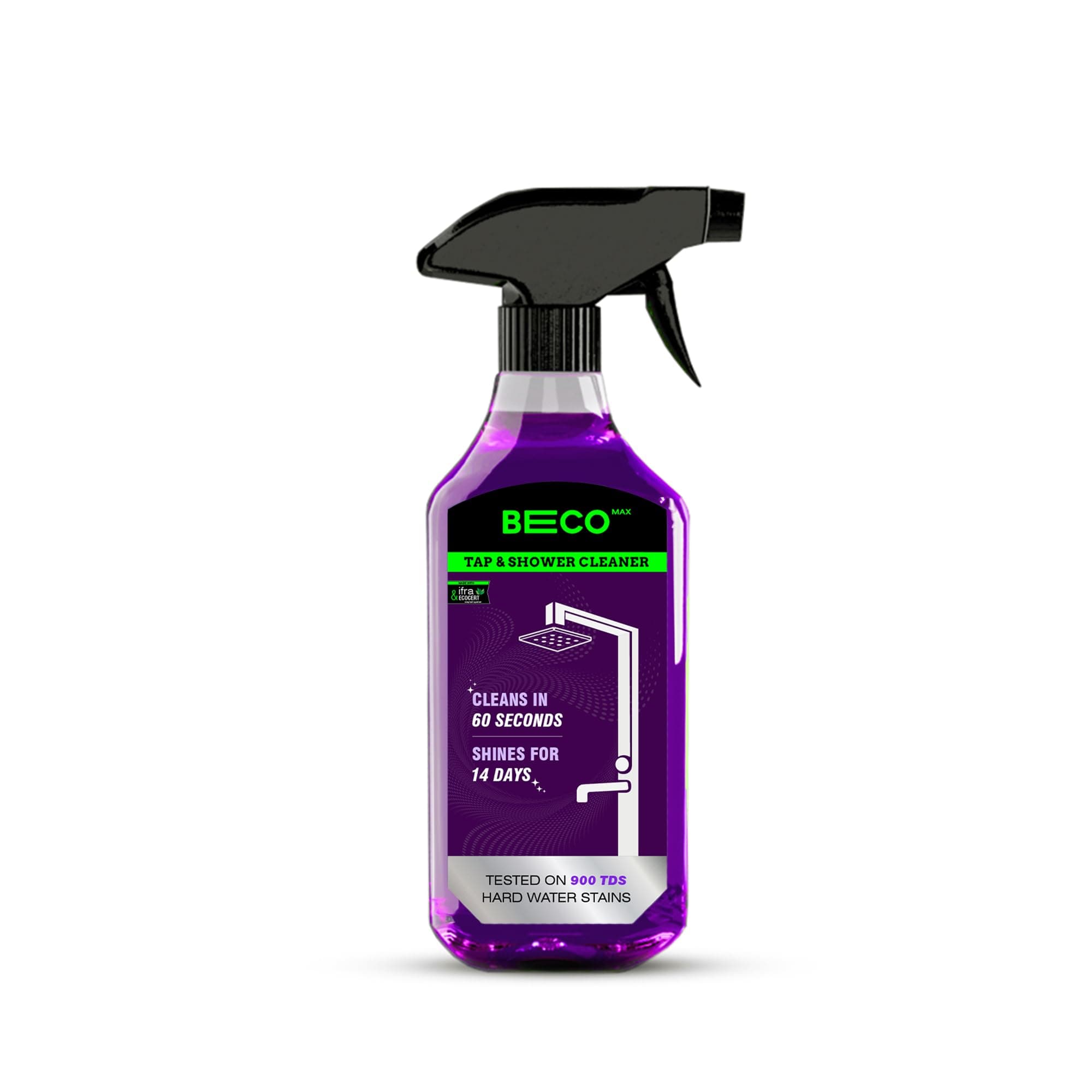Beco Tap-Shower & Limescale Remover -500 ml | Descaler Liquid | Instantly Removes Stains | Cleans in 60 seconds | Non-Toxic | Max Shine | Suitable for Bathroom, Taps, Showers,Tiles, Mirrors
