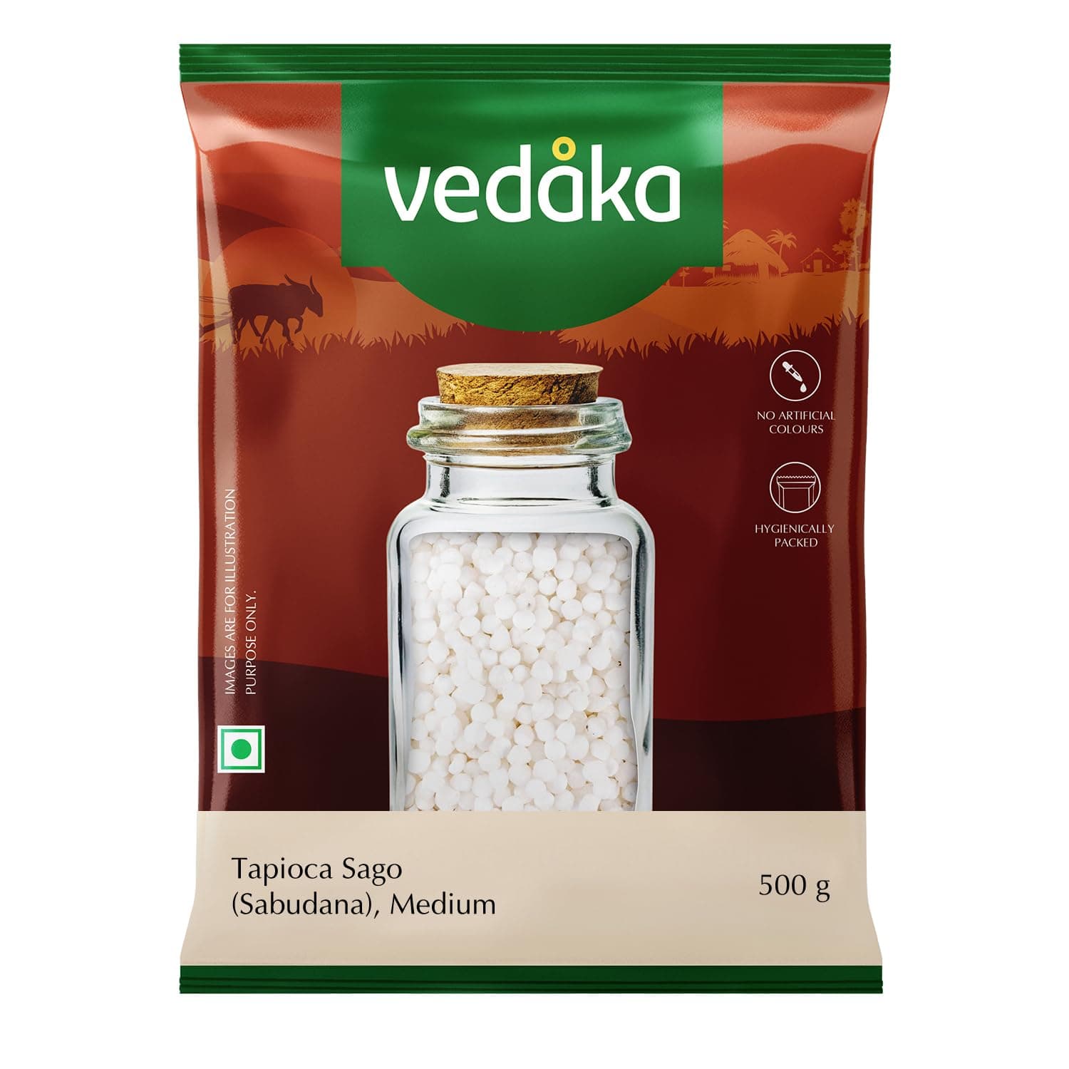 Amazon Brand - Vedaka Tapioca Sago (Sabudana) Medium | 500 g | Soft & Chewy Texture | Easy-to-soak and cook | No Artificial Flavours & No Preservatives
