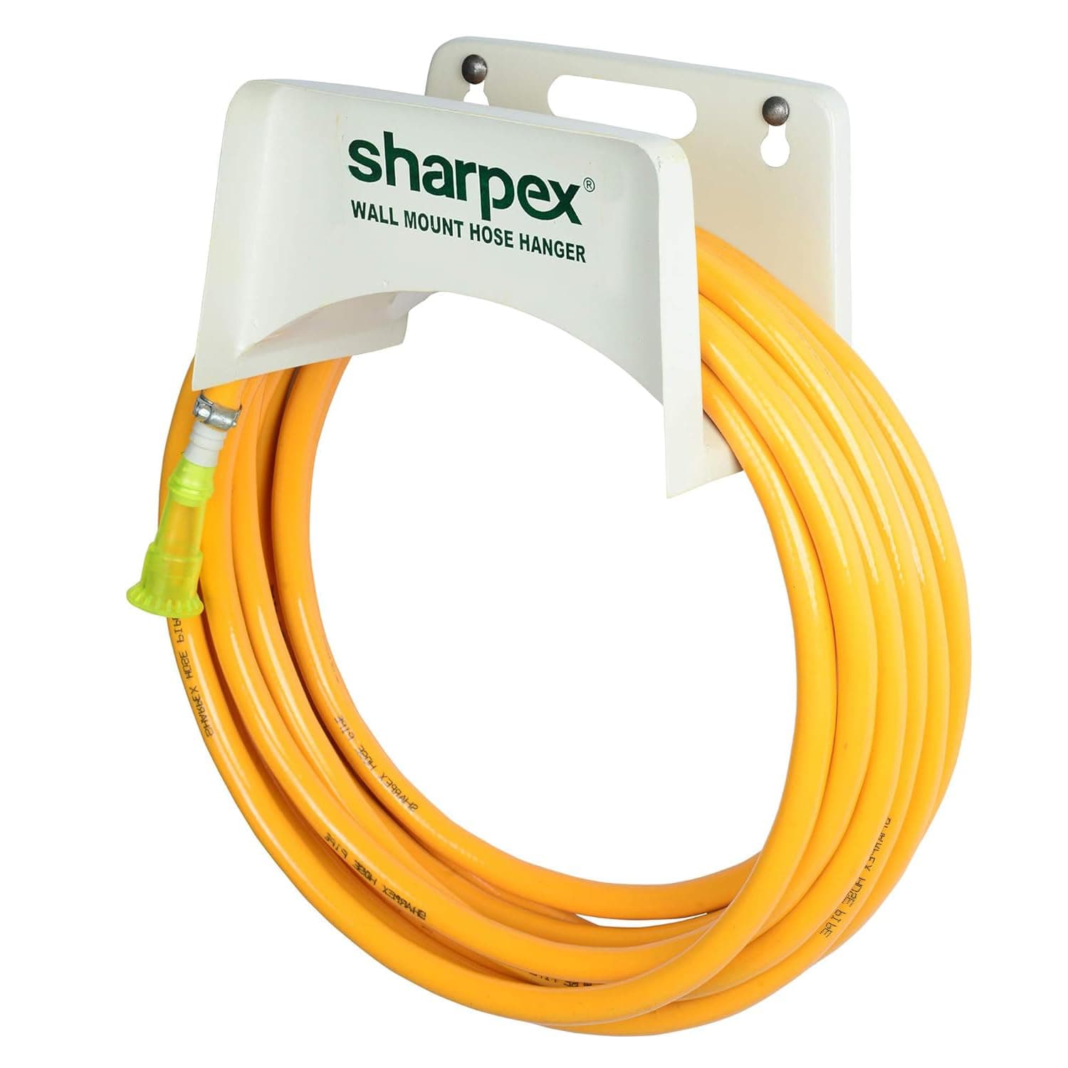 Sharpex Garden Steel Hose Hanger | Wall Mounted Water Hose Holder | Heavy Duty Portable Irrigation Storage Rack | Durable Metal Stand for Home & Outdoor Use | White