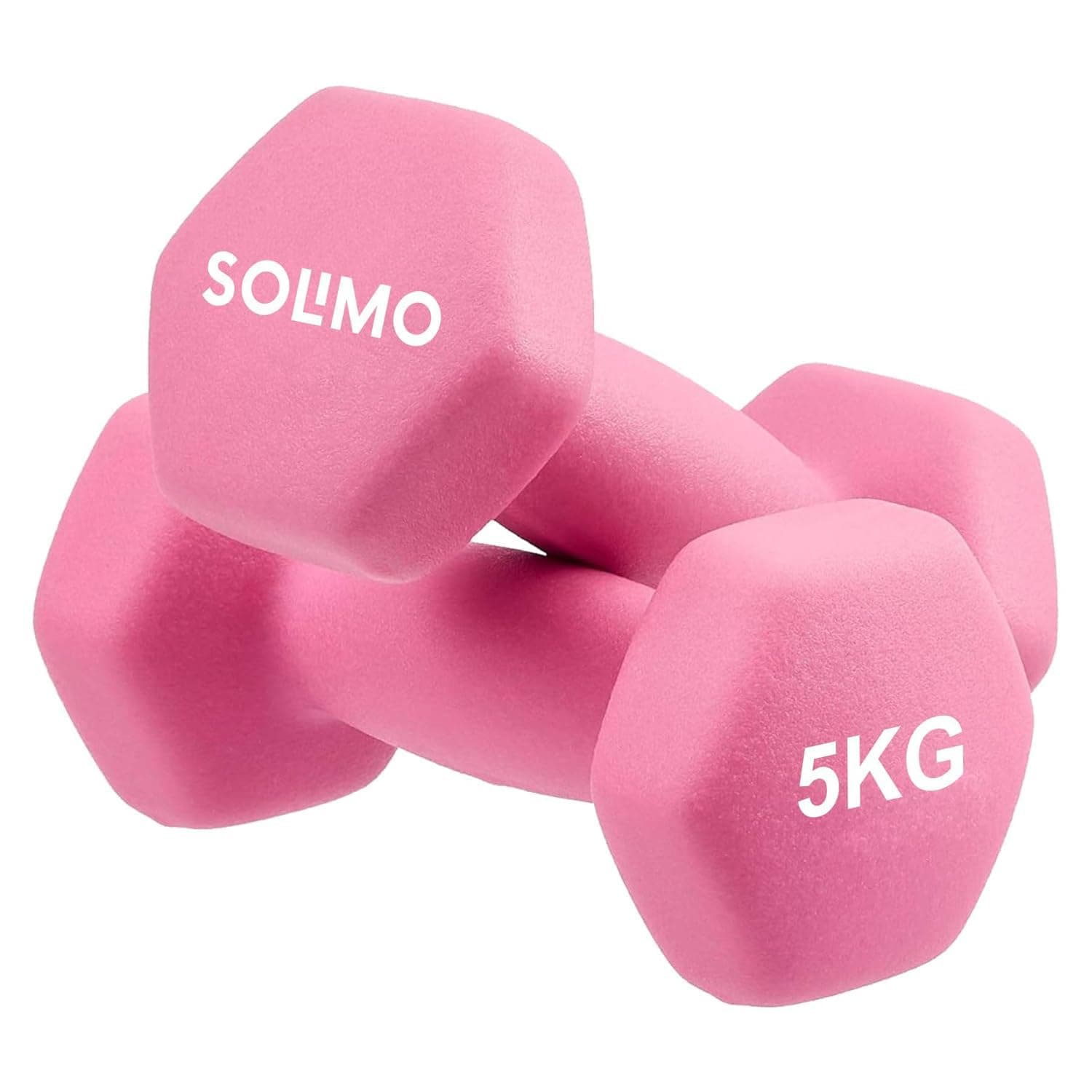Amazon Brand - Solimo Neoprene Dumbbell 5 Kg, Set of 2 (Light Pink)